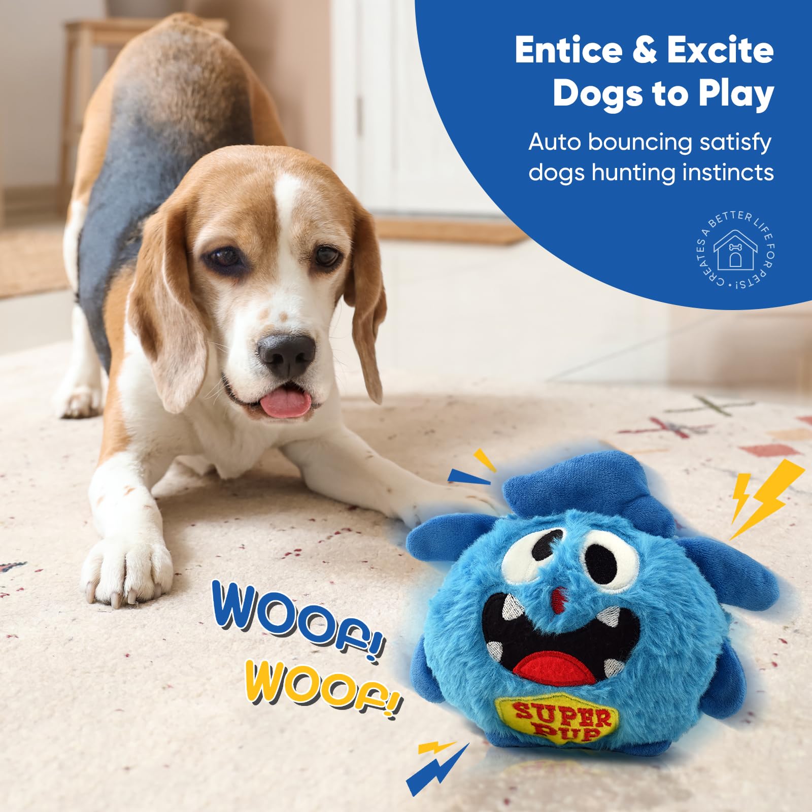 Petbobi Interactive Dog Toys - Rechargeable, Upgrade Moving Dog Toy For Stimulating Play, Pet Plush Squeaky Ball, Ideal For Smal