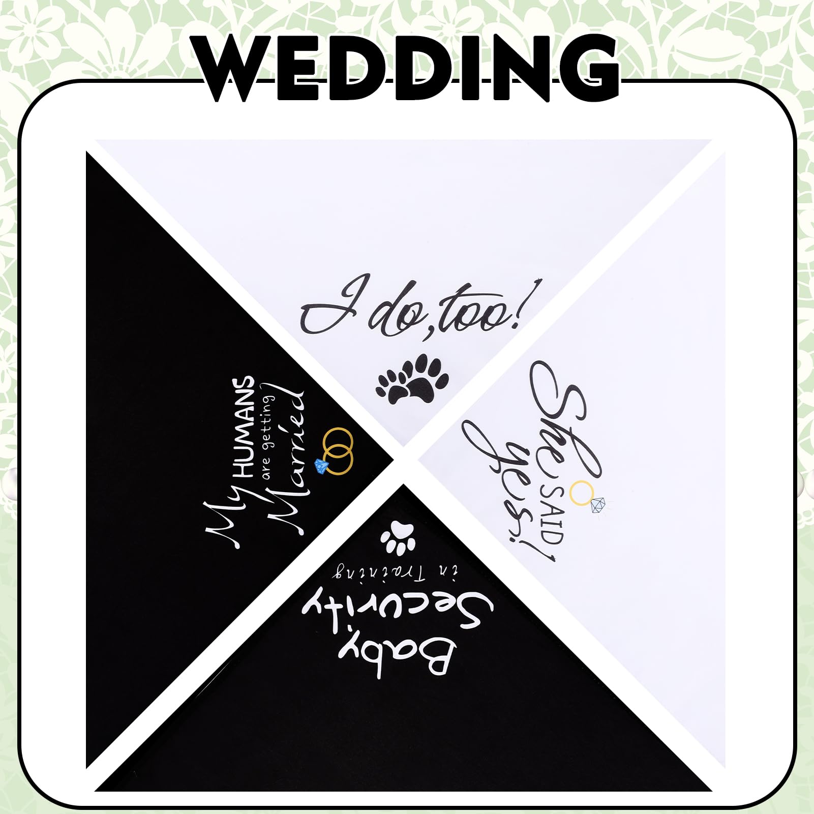Expawlorer My Humans Are Getting Married Dog Bandanas - 4 Pack Pet Scarf Handkerchiefs For Wedding, Printed Puppy Bandana For Sm
