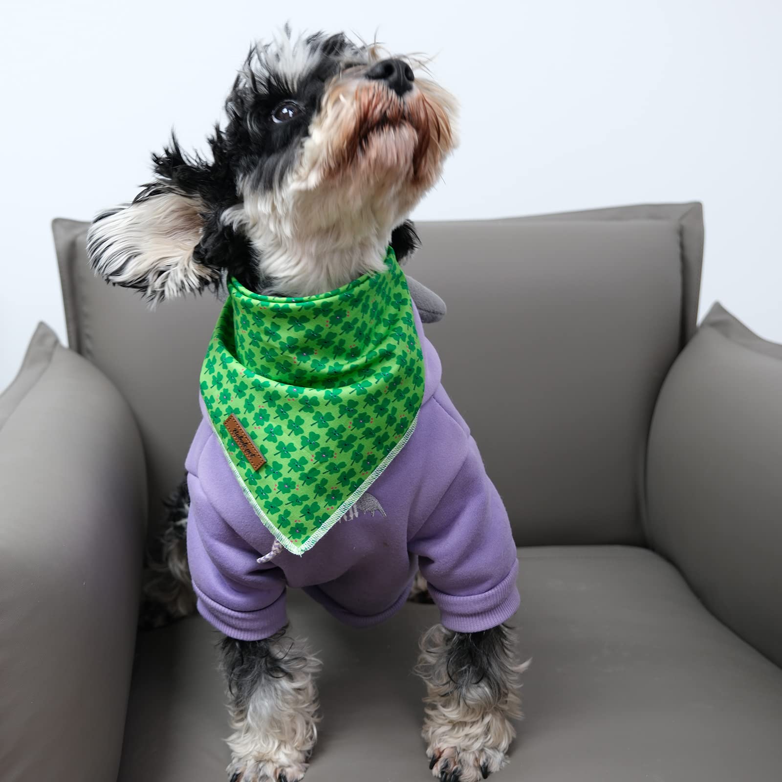 Babole Pet St.Patrick'S Day Dog Bandanas, 1Pc Green Clover Washable Square Dog Scarfs For Small Medium Large Dogs Adjustable Dogs Bib Scarfs For Girl And Boy(L)