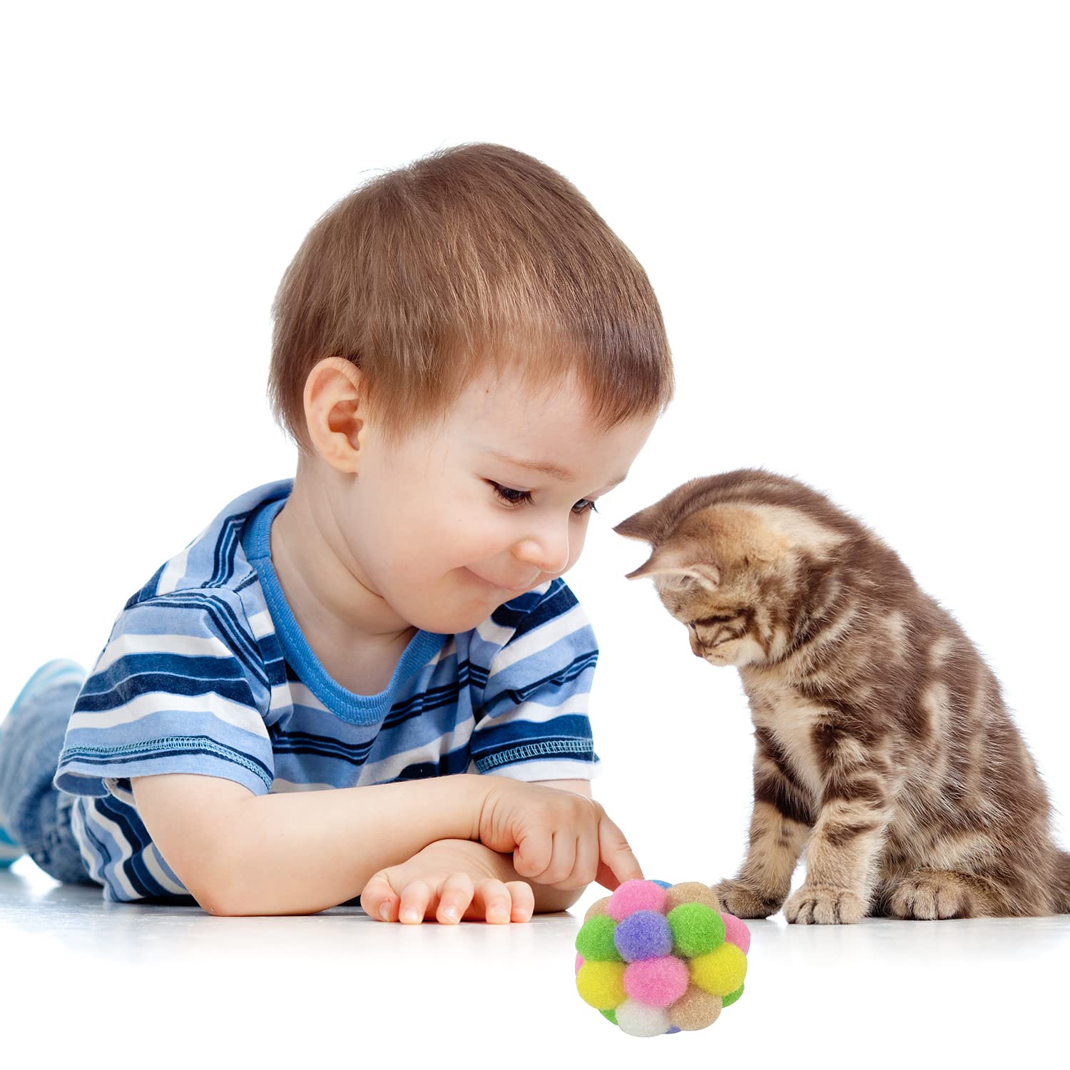 Aqsxo 2 Inches Cat Toy Balls With Bell, Colorful Soft Fuzzy Balls, Cat Toys For Indoor 12 Pieces.