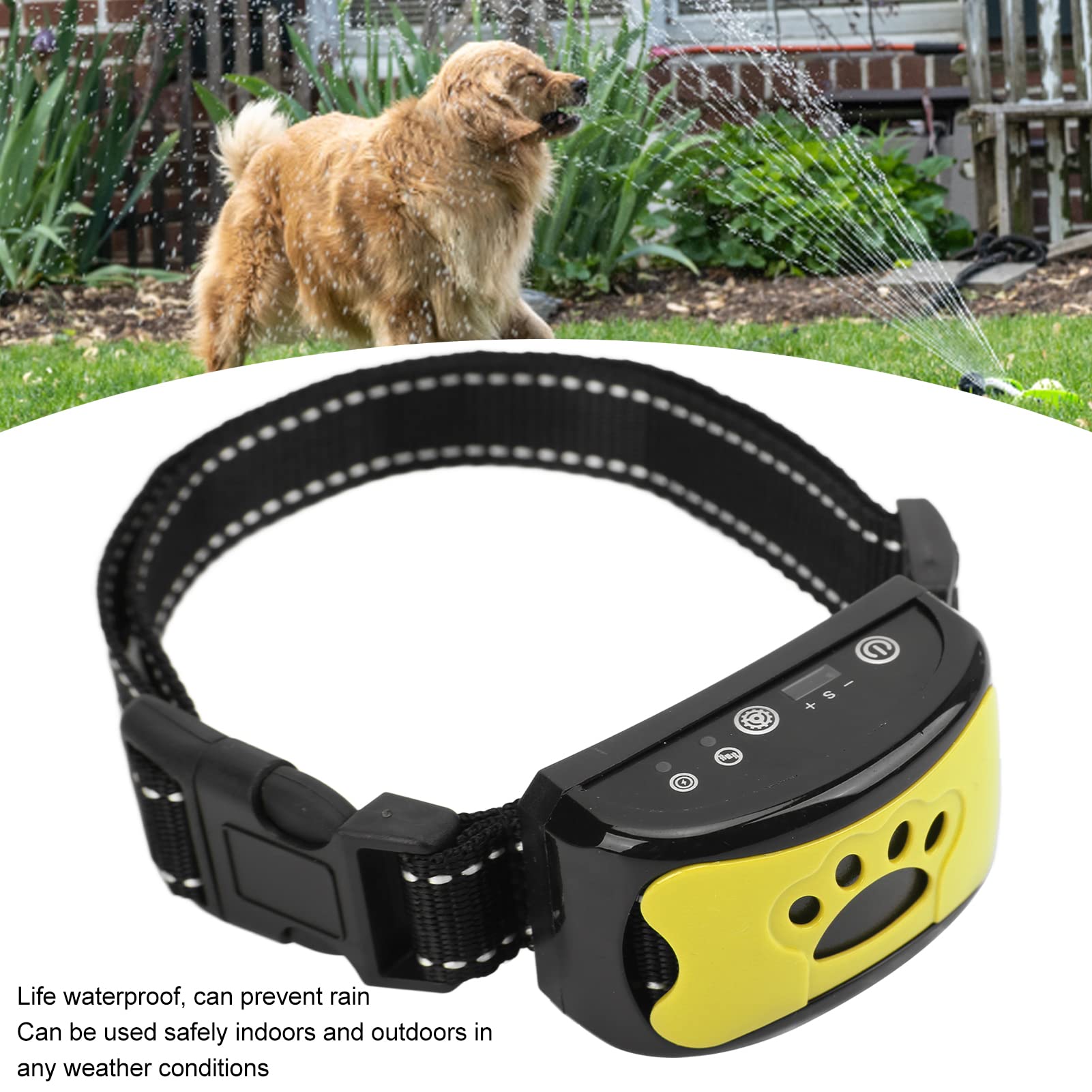 Ashata Anti Dog Bark Collar, Dog Barking Collar, Usb Rechargeable Waterproof Vibration Intelligent Recognition Training Collar 7 Sensitivity (Lemon Yellow)