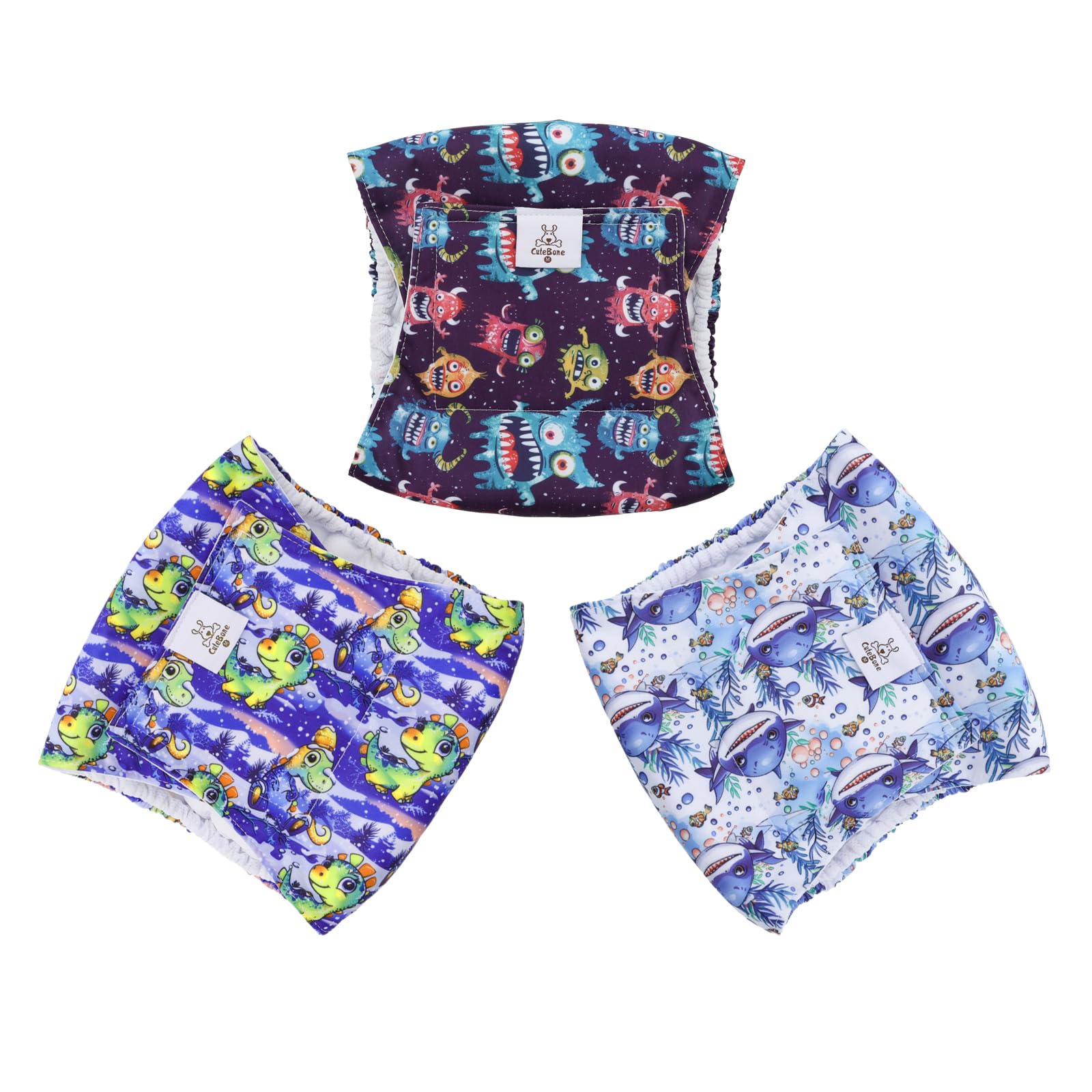 Cutebone Dog Diapers Male Belly Bands 3 Pack For Male Dogs Reusable Puppy Wraps Dm65Xs