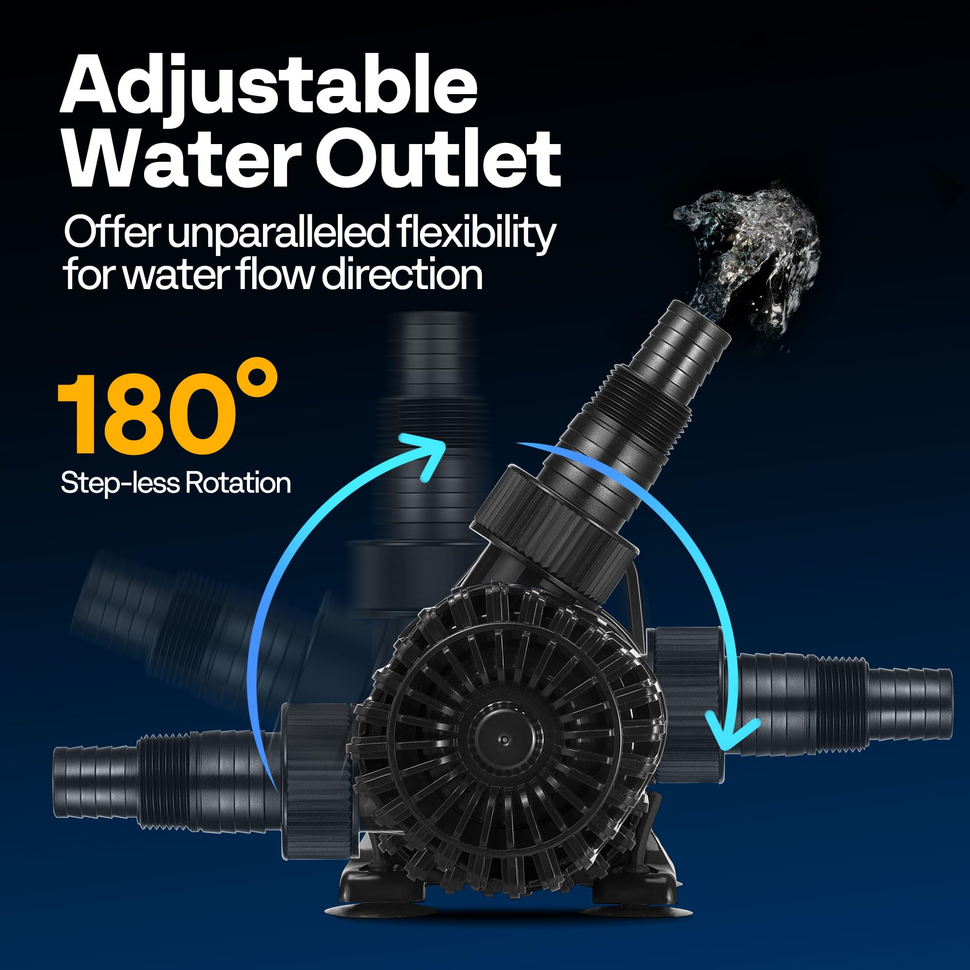 VIVOHOME 120W 2700GPH Submersible Water Pump with 180 Adjustable Water Outlet, 15.1ft High Lift for Waterfall Fountains Fish Tan