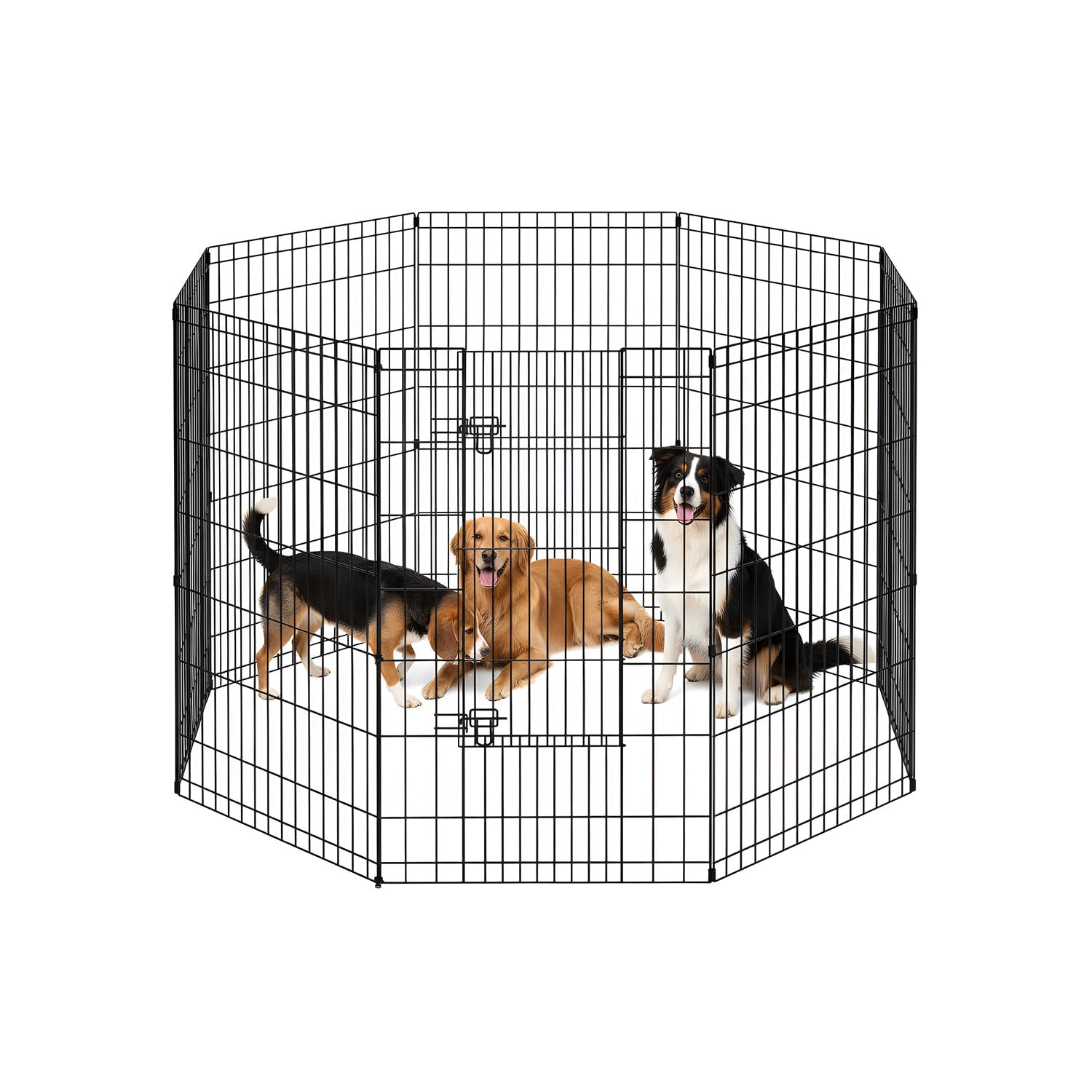 FDW 42 Inch Dog Pen 8 Panel Dog Playpen Indoor Outdoor Metal Puppy Pet Fence Portable Folding Animal Exercise Fence,Black