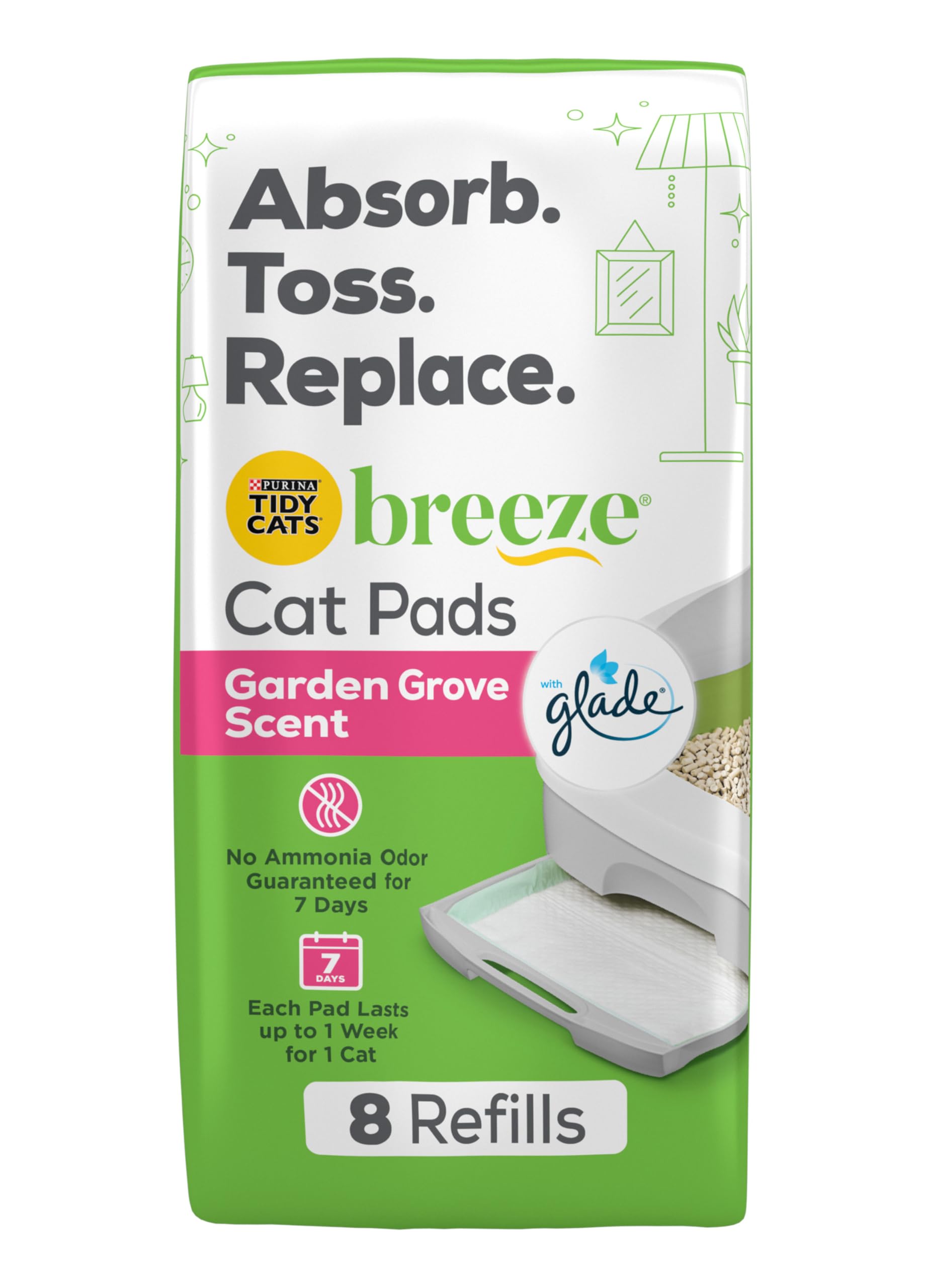 Tidy Cats Breeze Cat Pads Refill Variety Pack, 1 Original Refills, 1 Garden Grove Scent, 1 Spring Clean Scent Variety Pack