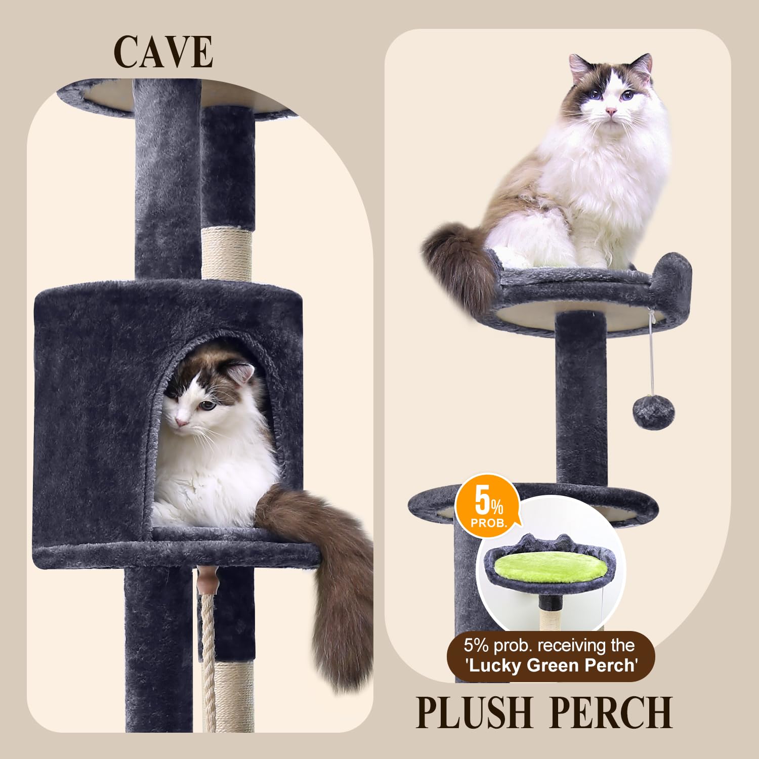 Globlazer C81 Artistic Curved Cat Tower For Small Cats(Under 12 Lbs), 81-Inch Slim Design Cat Tree With Space-Saving Design, Ind