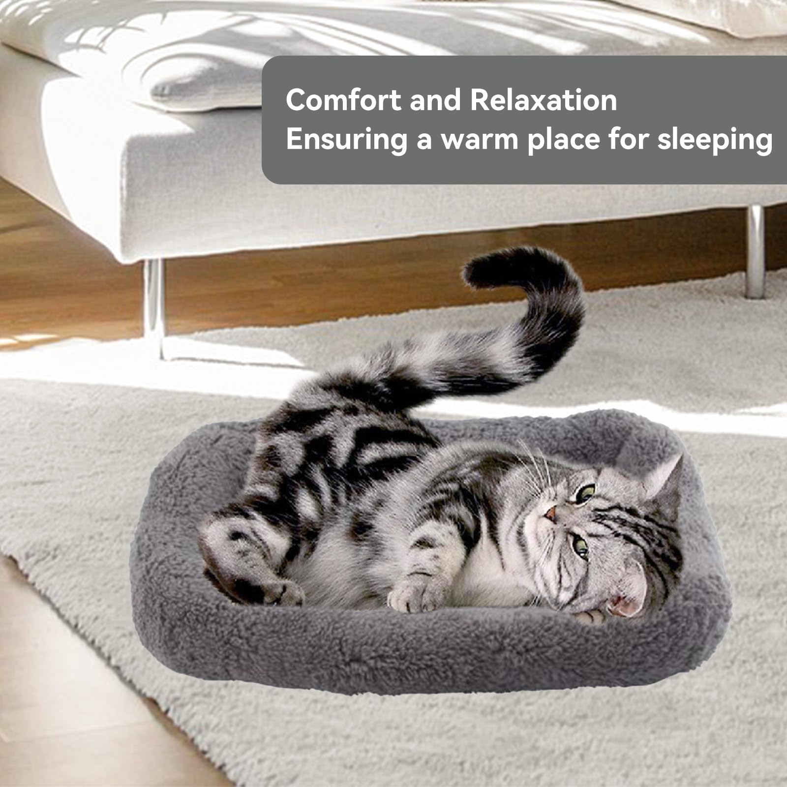 Lesypet Cat Beds For Indoor Cats, Pet Mats For Curl Sleep Plush Cushion Washable Pet Bed For Cats Dogs With Anti-Slip Bottom, Medium 24' X 18'
