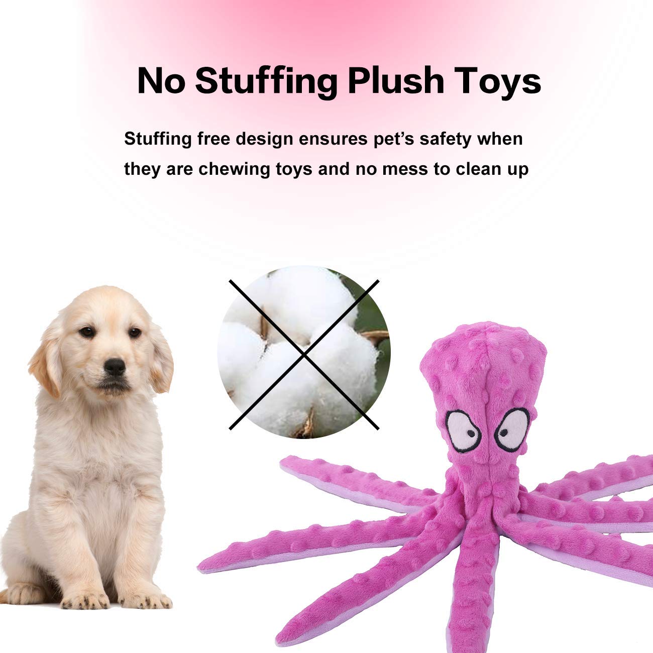 Cpyosn Dog Squeaky Toys Octopus - No Stuffing Crinkle Plush Dog Toys For Puppy Teething, Durable Interactive Dog Chew Toys For S