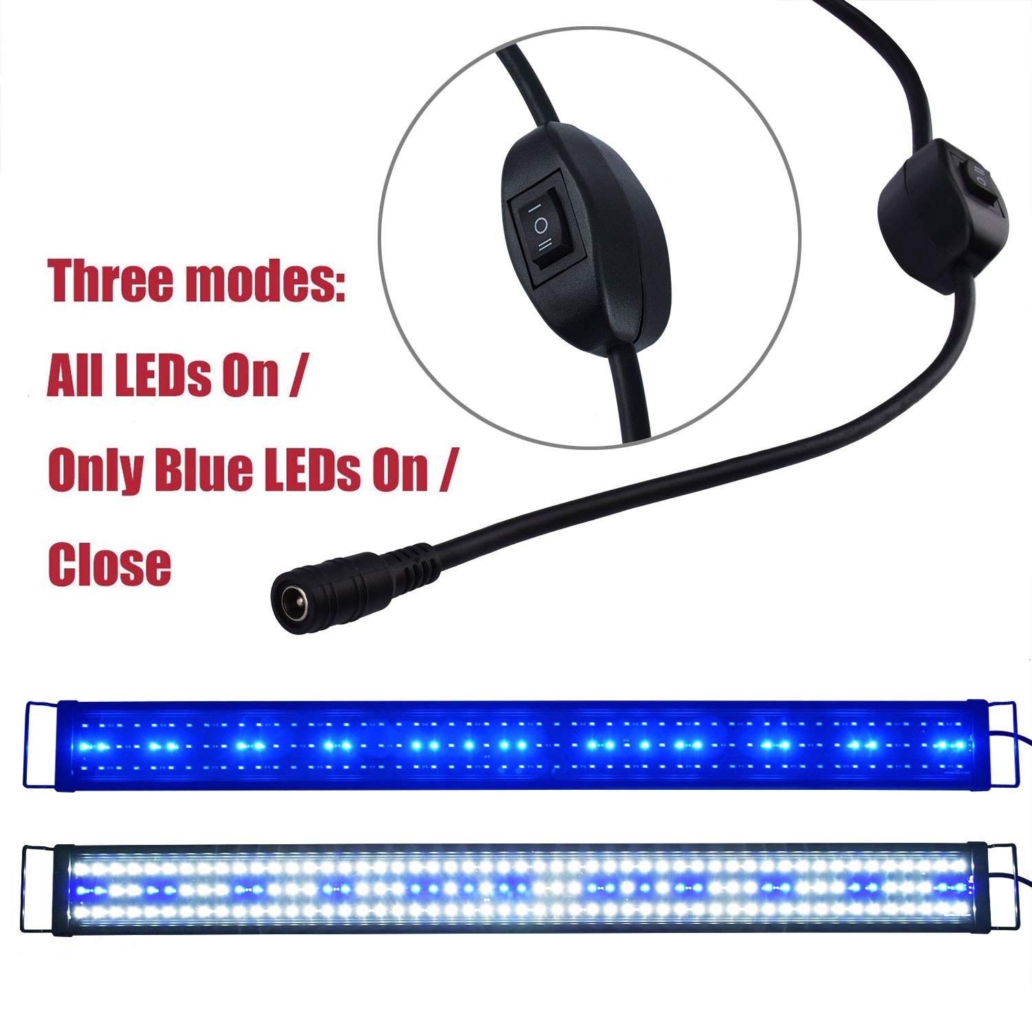 KZKR Aquarium Hood Lighting Fish Tank Light 48-60 inch lamp for Freshwater Saltwater Marine Blue and White Decorations Light 120