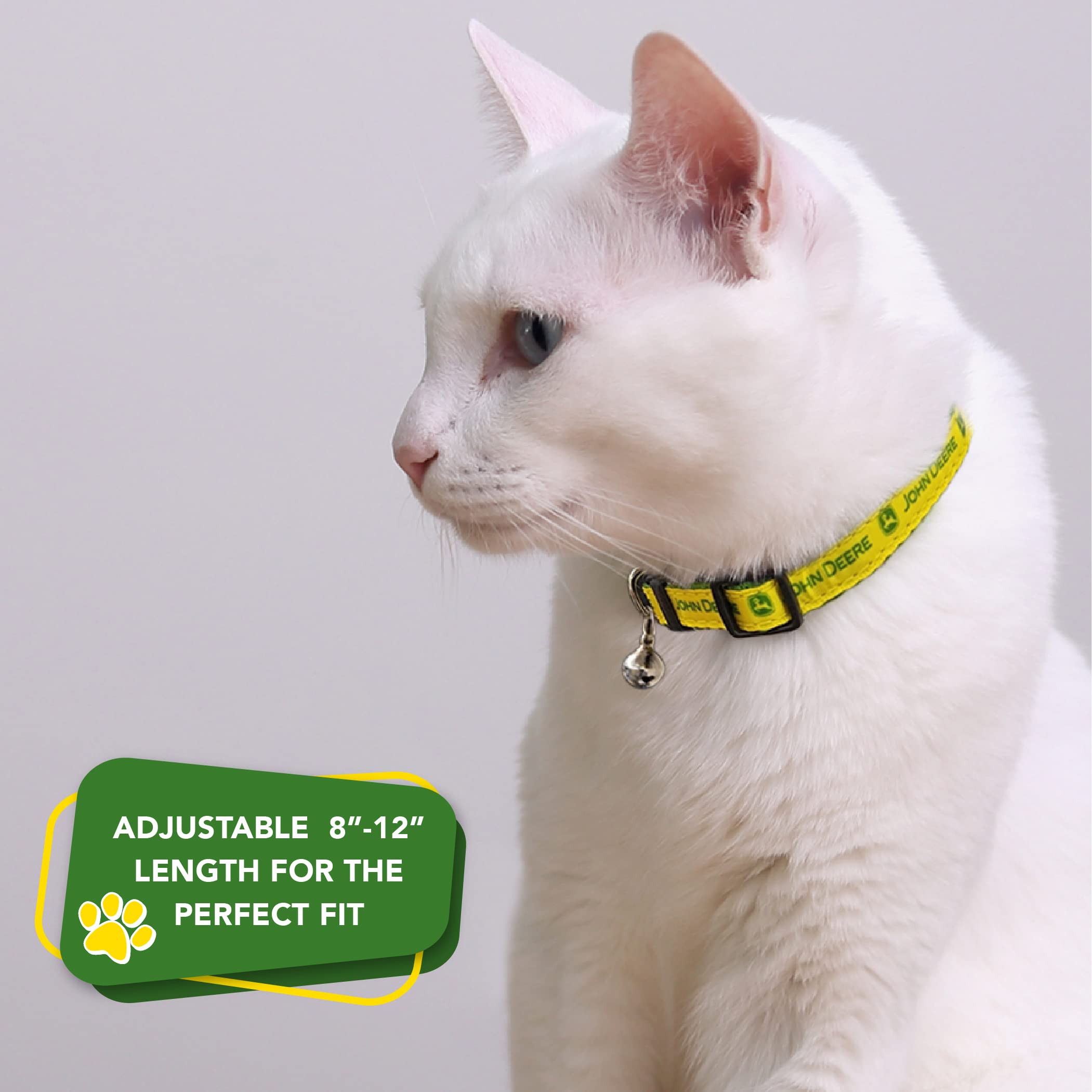 Pets First John Deere Satin Cat Collar, Shiny & Colorful Cat Collar With Ringing Bell Pendant (Jod-5034-Ds)