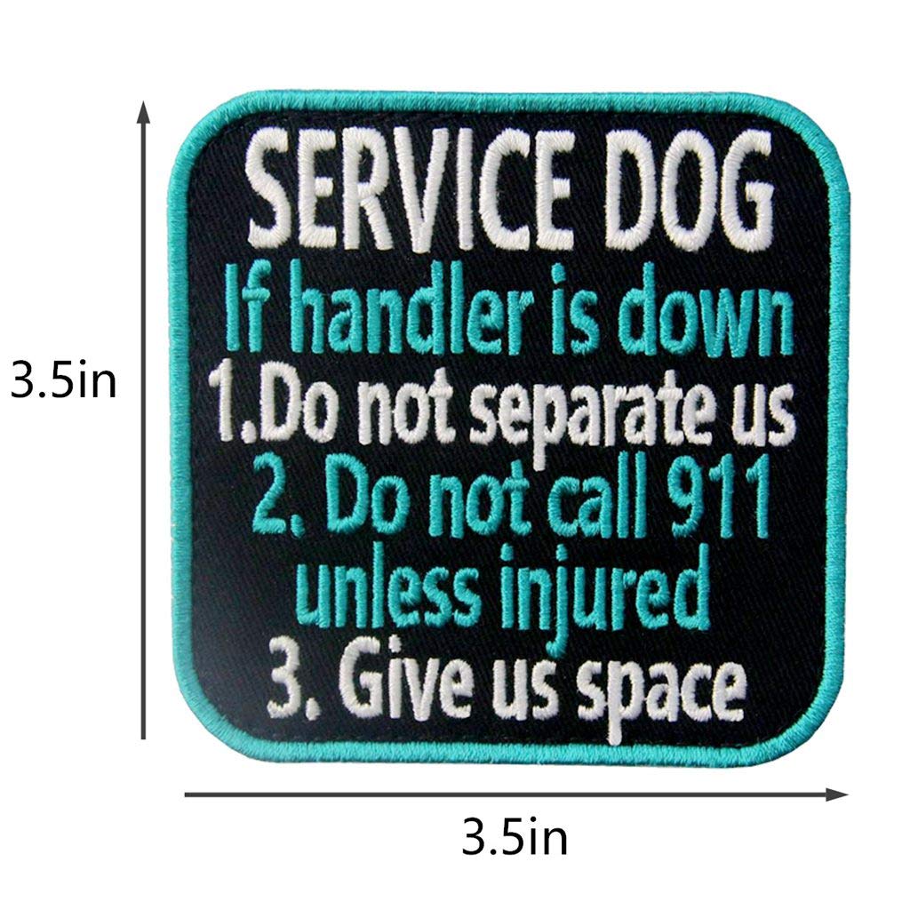 Service Dog Medical Not All Disabilities Are Visible Alert Vest/Harnesses Morale Tactical Patch Embroidered Badge Fastener Hook & Loop Emblem, 6 Pcs, Blue