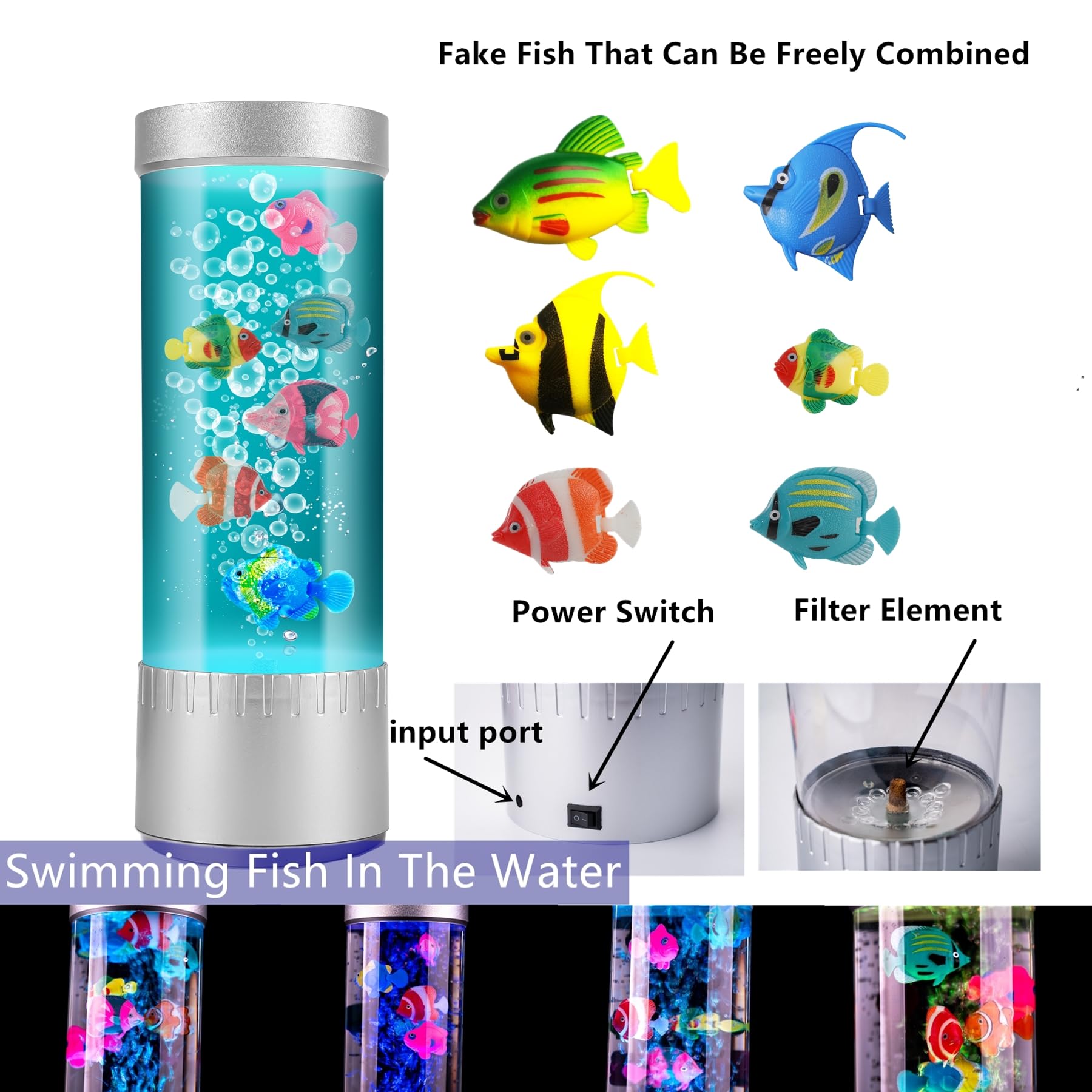 Impcenst Bubble Fish Lamp, Led Aquarium Sensory Light, 15Ft Colorful Bubble Tube For Bedroom, Kids Room, Living Room, Party