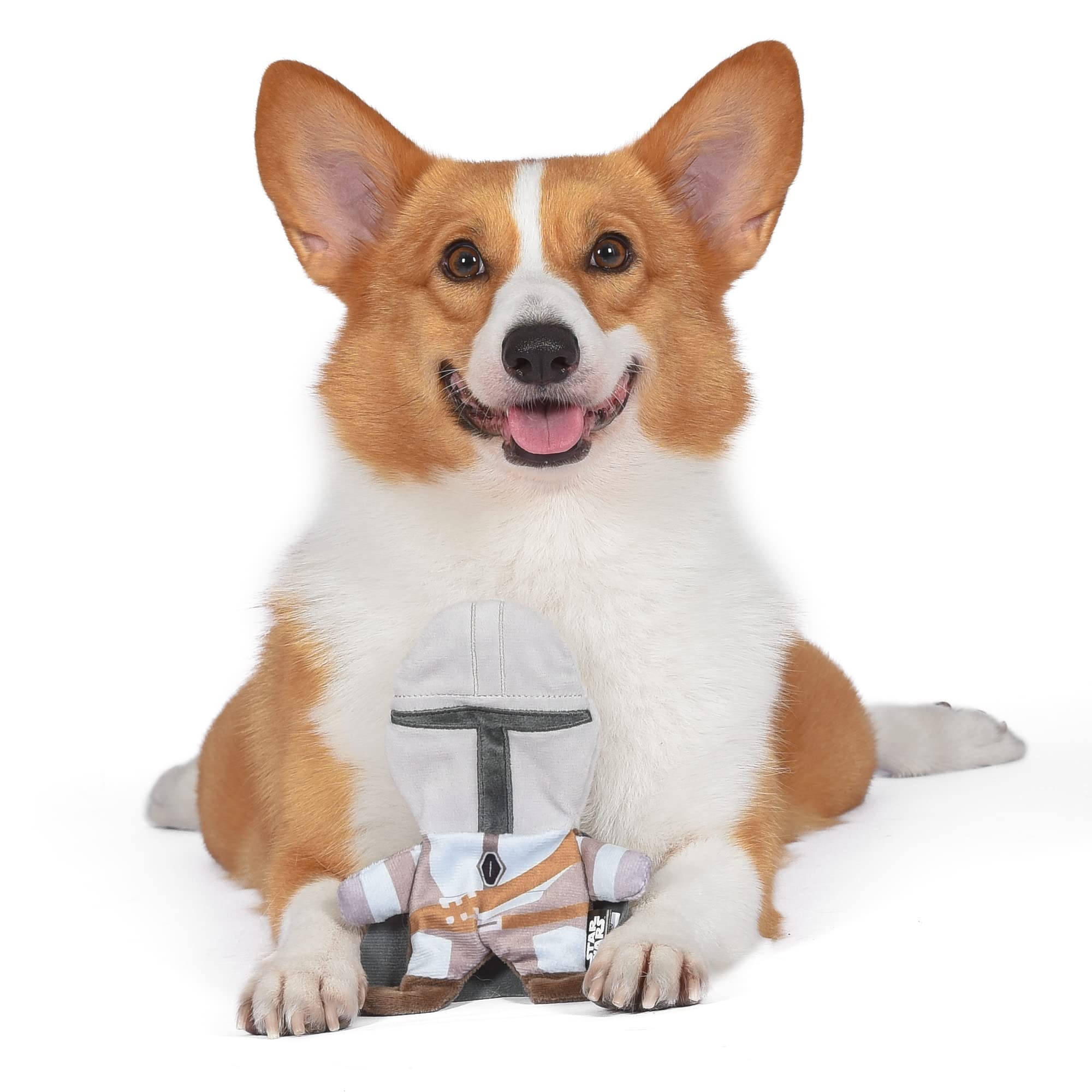 Star Wars For Pets The Mandalorian Plush Flattie Dog Toy With Squeaker, Low-Stuffing Flat Dog Toy | The Mandalorian Toy For Dogs