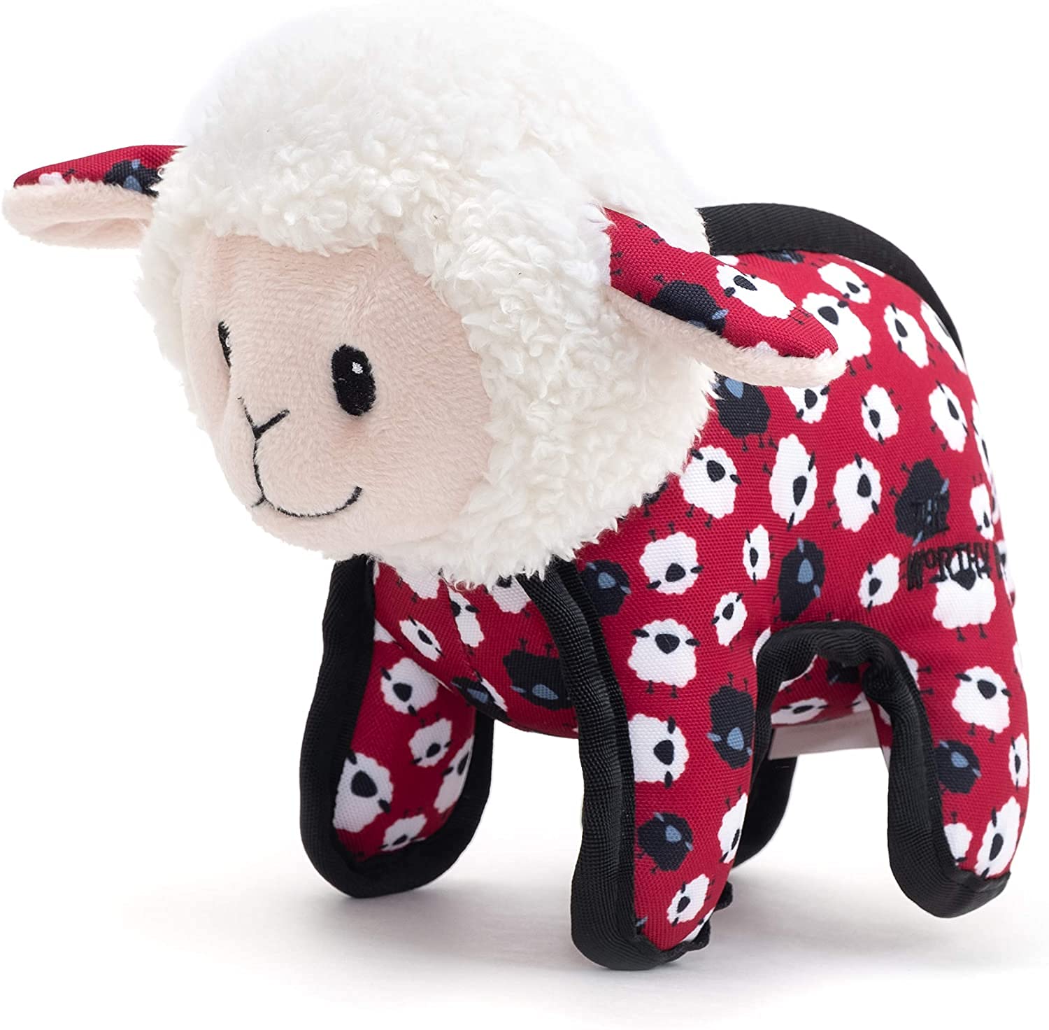 The Worthy Dog Red With Gray Sock Monkey Bone Shaped Durable Tough Plush Dog Toy-Small