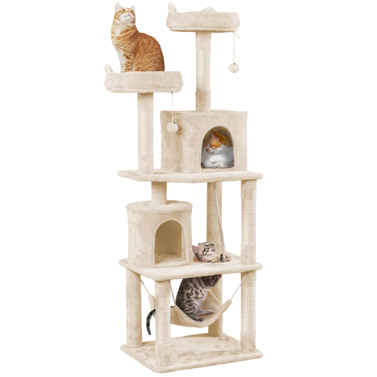 Yaheetech Cat Tower, 70.5In Cat Tree For Indoor Cats, Multi-Level Climbing Tree W/Condo & Plush Perches, Large Cat Play House Sc