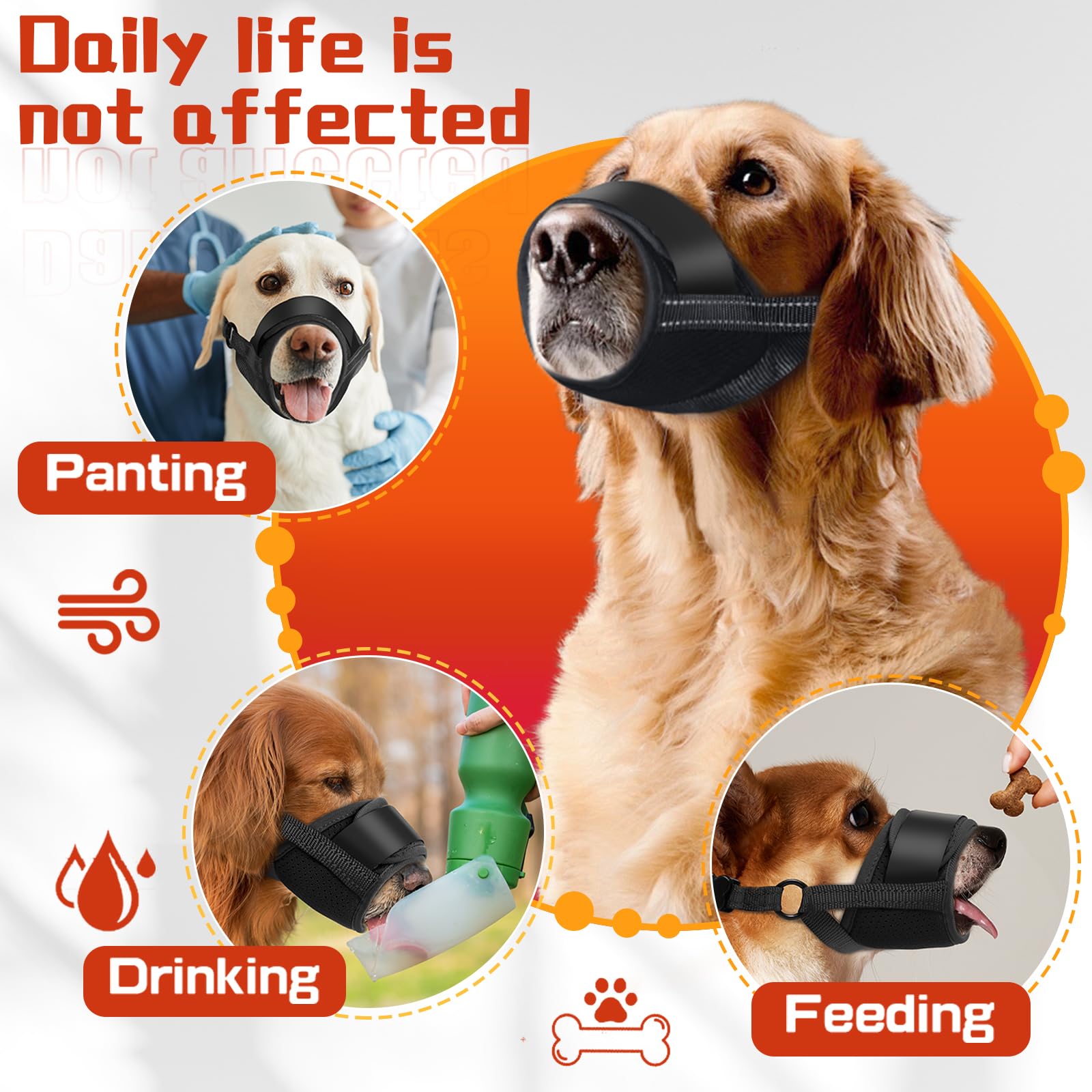 Dog Muzzle, Soft No Barking Bite Mesh Muzzles For Large Sized Dogs Anti Chewing, Breathable Muzzle For German Shepherd Labrador/