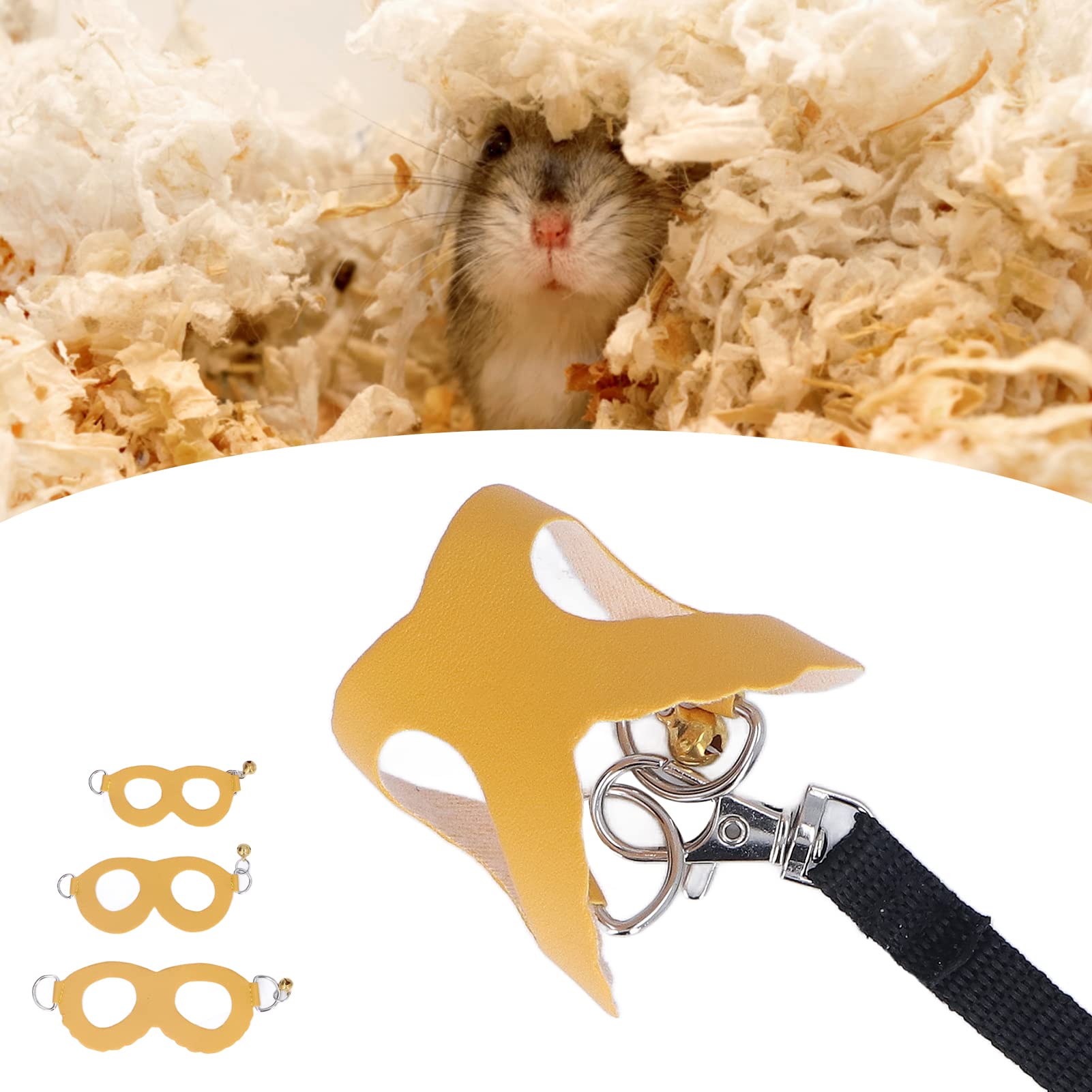 Hamster Harness Vest And Leash Set No Pulling Comfort Padded Vest Guinea Pig Striped Harness For Guinea Pigs, Hamster, Ferret, , Chinchilla Yellow