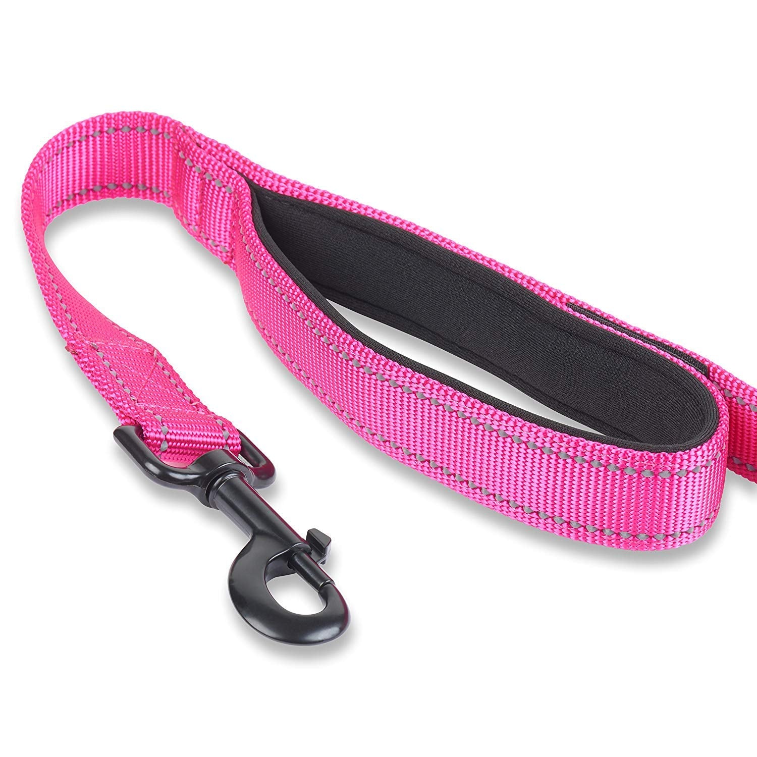 Waggin Tails Dual Handle Dog Leash, Premium Nylon, Reflective Lively Pink, Medium to XLarge, Double Padded Comfort