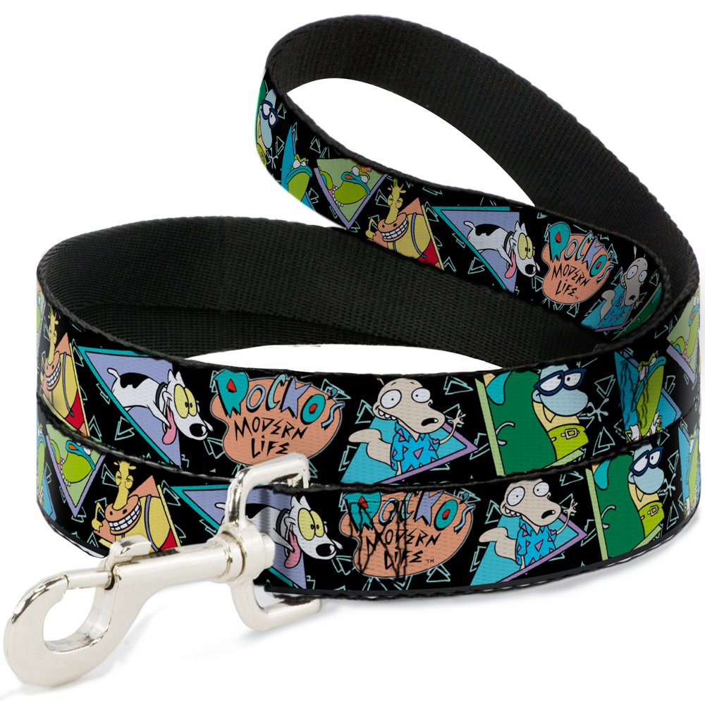 Buckle-Down Dog Leash Rockos Modern Life Character Portraits Triangles Black Blue Available In Different Lengths And Widths For 
