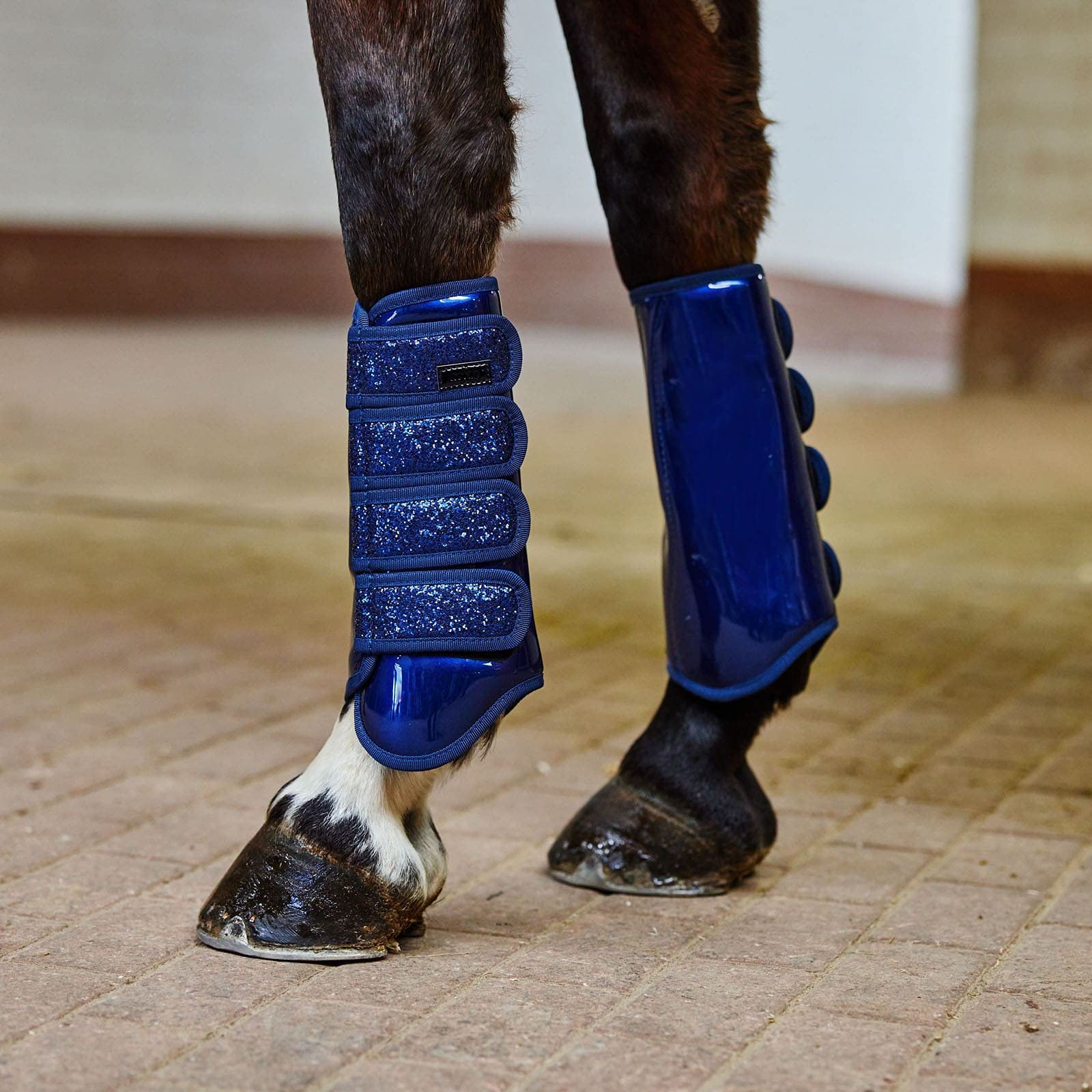 HORZE Protection Boots with Glitter - Dark Blue - Cob