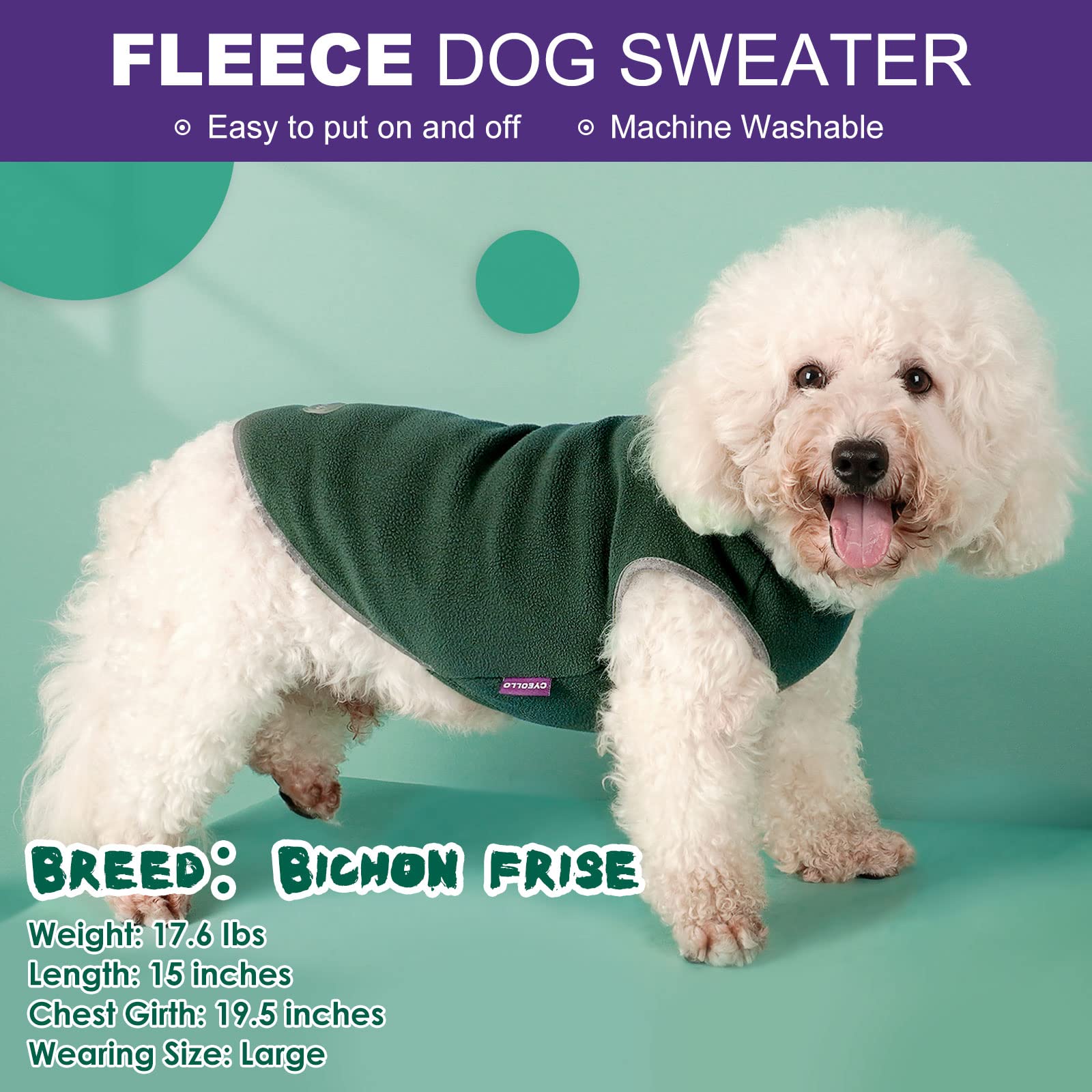 Cyeollo 2 Pack Fleece Dog Sweater Stretchy Sweatshirt For Dogs Vest Lightweight Jacket With Reflective Stripe Pullover Dog Cloth