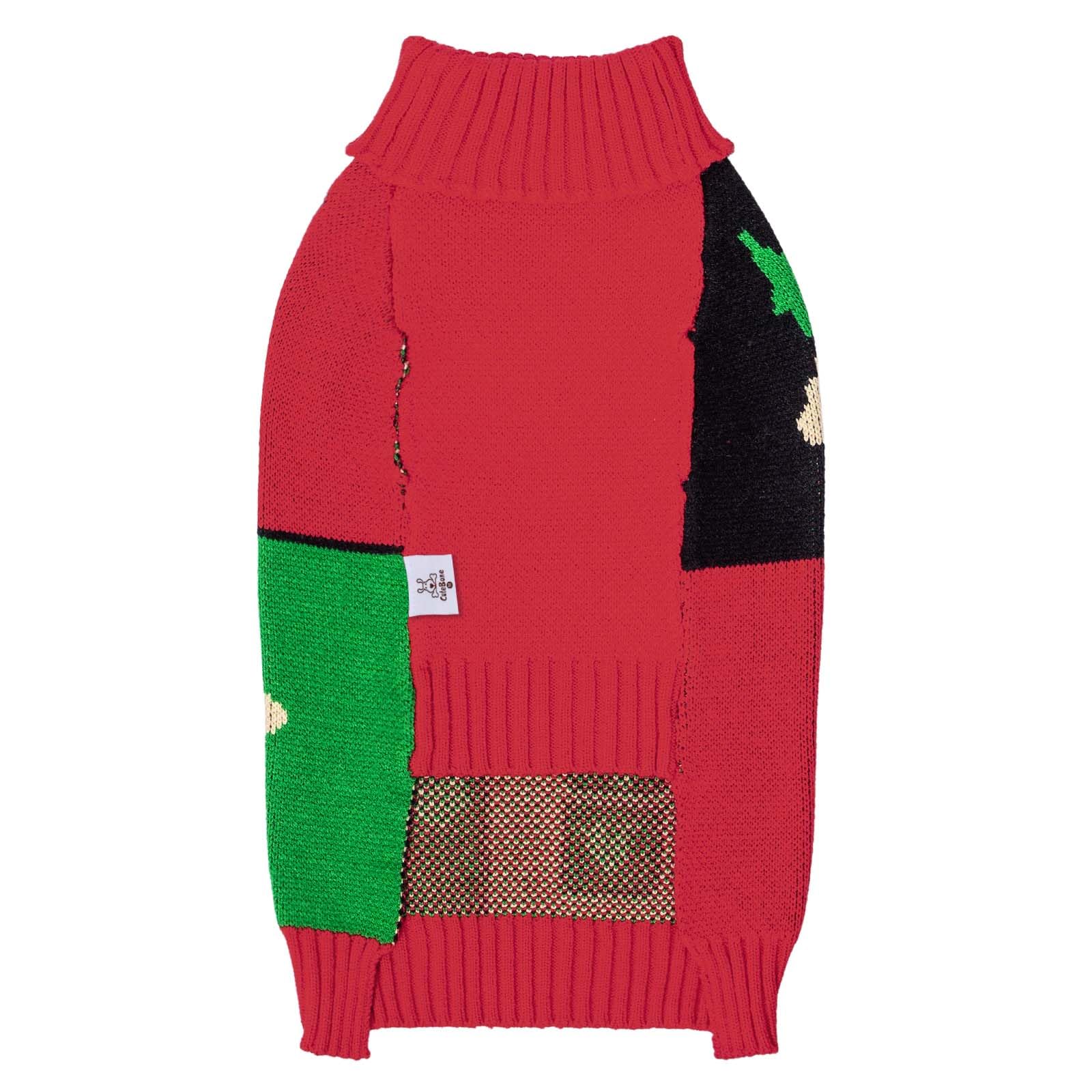 Cutebone Christmas Dog Sweater For Small Medium Dogs X-Mas Knit Puppy Sweater Turtleneck Pet Winter Clothes Cat Apparel With Har