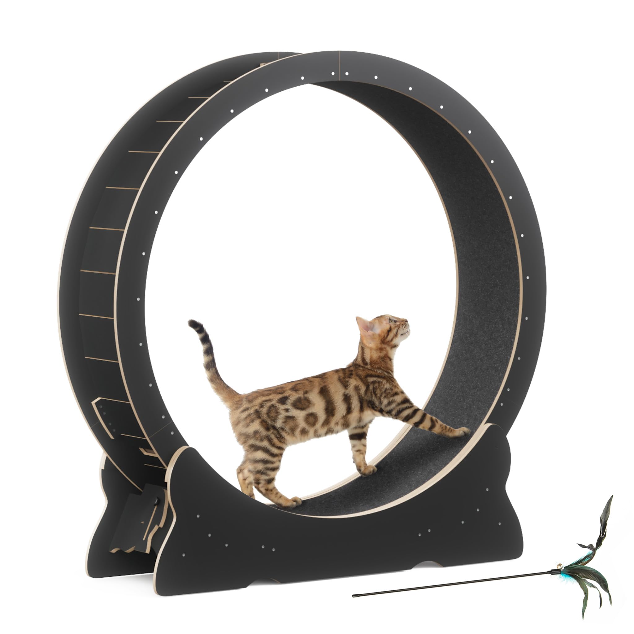 Mondeer Cat Exercise Wheel, 43.3 Inch Cat Wheel For Indoor Cats With Carpeted Runway, Xl Cat Treadmill With Removable Carpet And