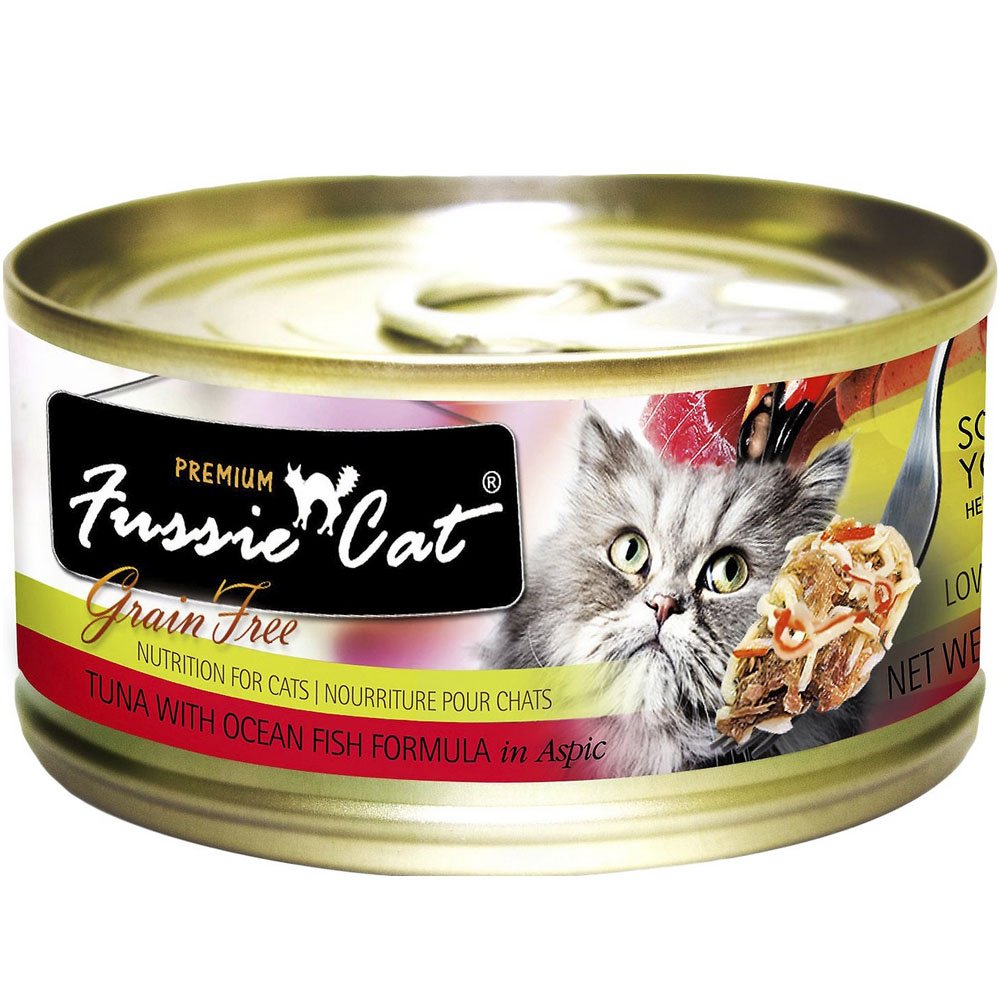 Fussie Cat Premium Grain-Free Canned Wet Food Variety Bundle - 2.8 Oz. - Tuna with Chicken, Tuna with Shrimp, Tuna with Oceanfis