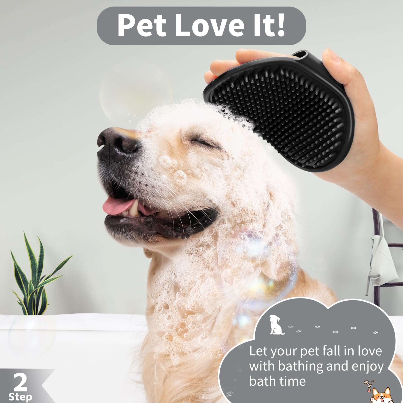 Comotech 3Pcs Dog Bath Brush (Blue Gray Black)