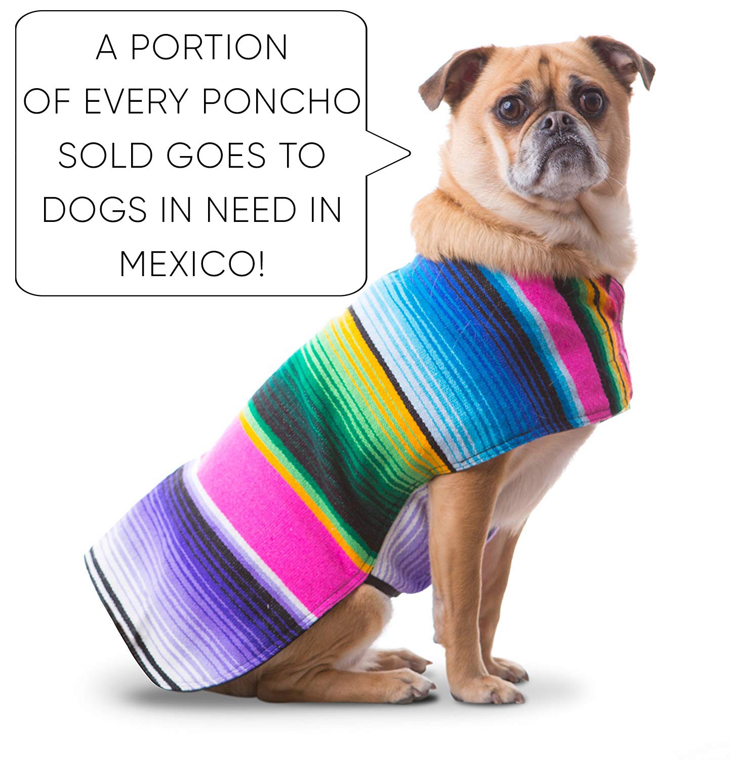 Dog Clothes - Handmade Dog Poncho from Authentic Mexican Blanket by Baja Ponchos (Pink, Small)
