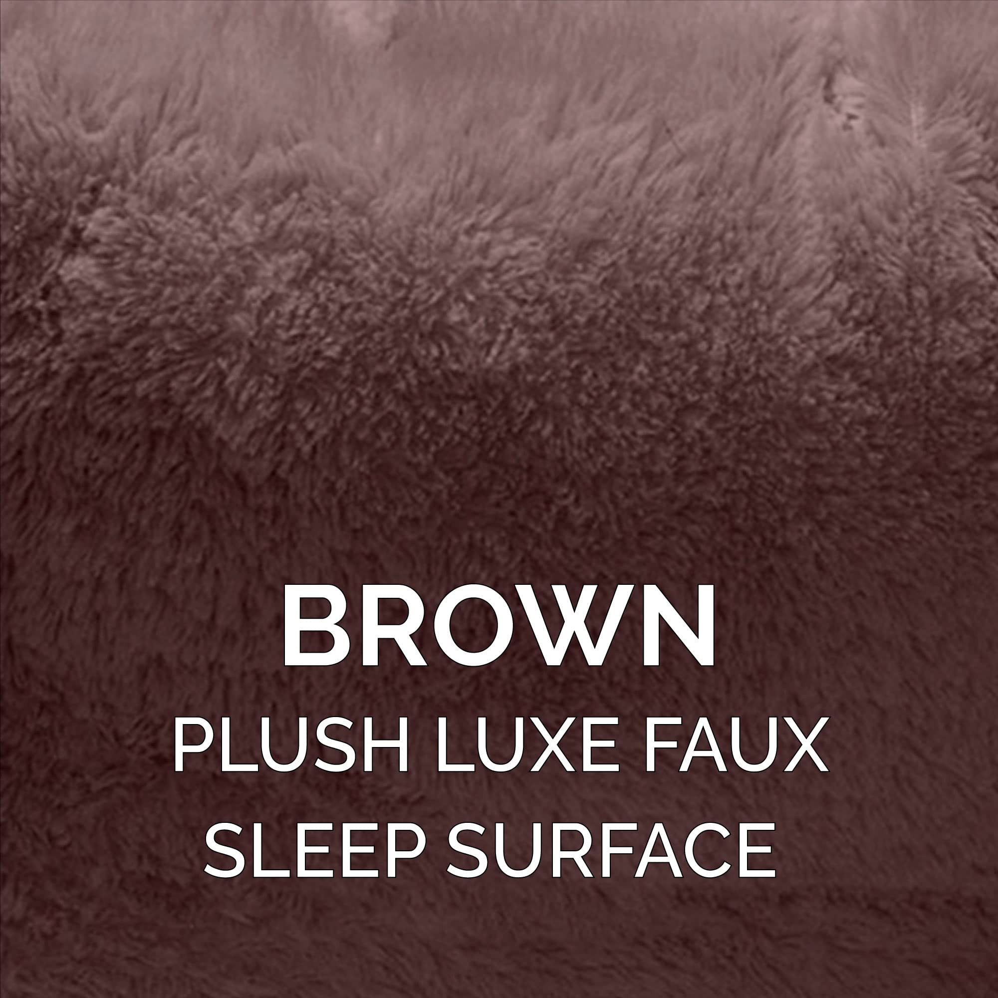 Furhaven 20' Round Self-Warming Pet Bed For Indoor Cats & Small Dogs, 100% Washable, For Pets Up To 20 Lbs - Hi Lo Plush Luxe Faux Fur Cuddler - Sable Brown, Small