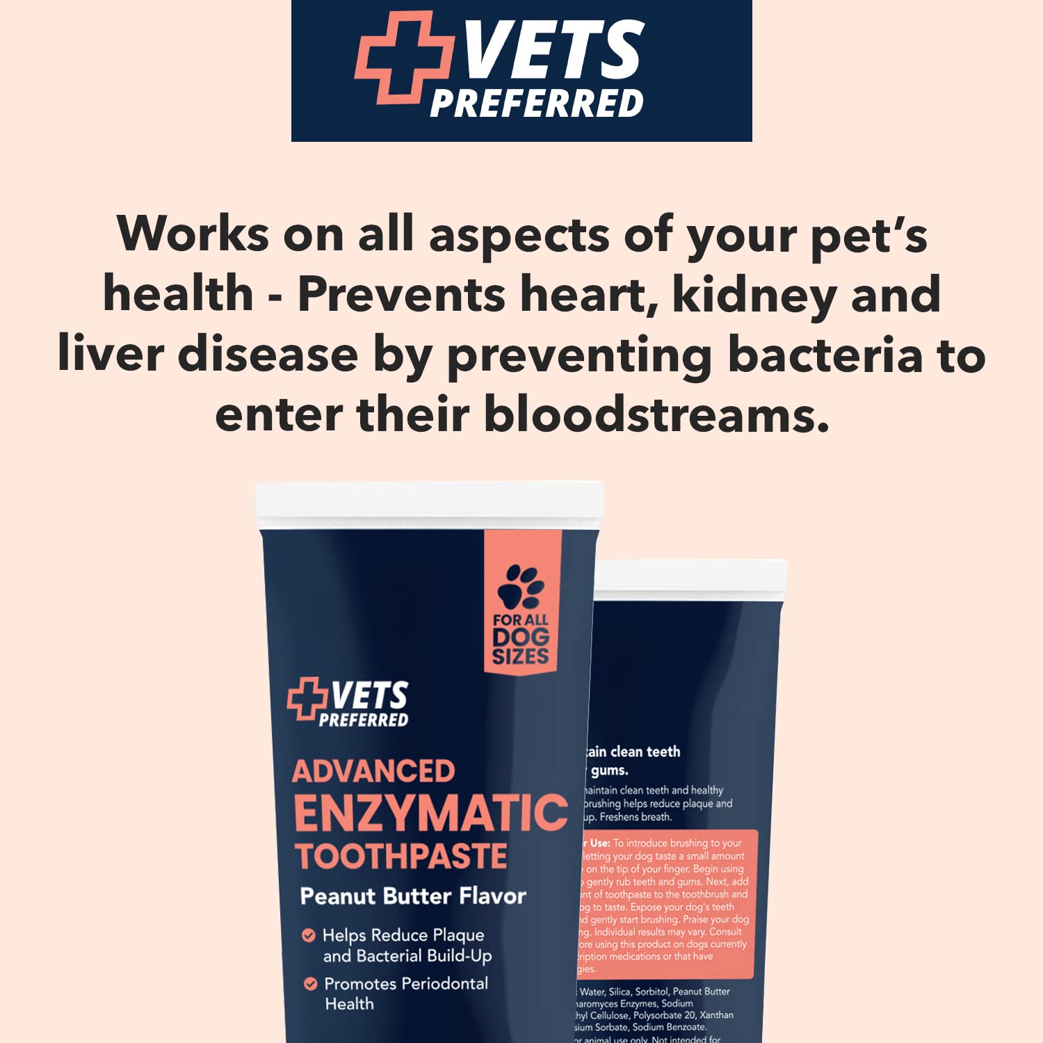 Vets Preferred Dog Enzymatic Toothpaste - Safe and Natural Dog Oral Care Toothpaste - Freshens Breath, Fights Plaque and Reduces
