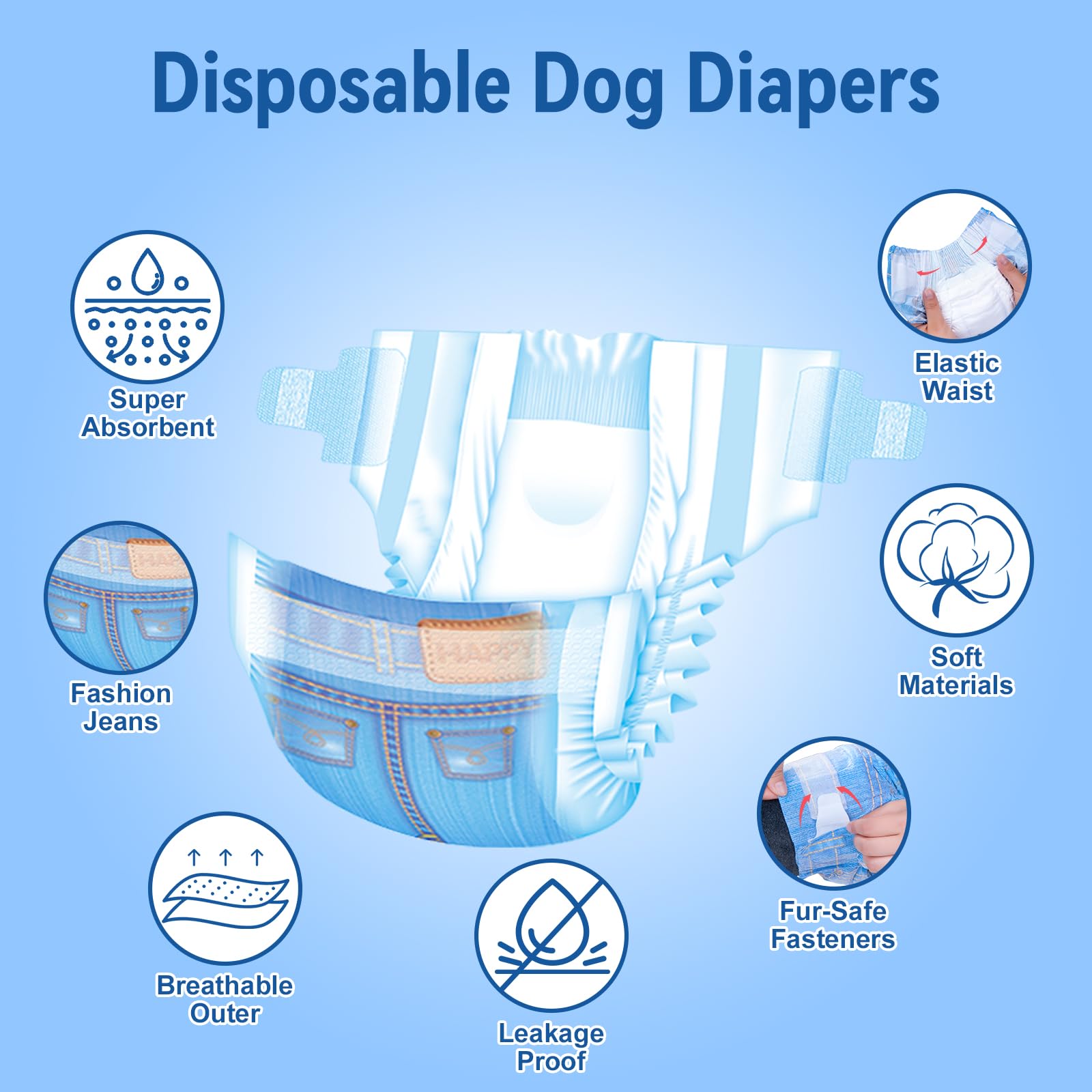 Pet Soft Dog Diapers Female, Disposable Dog Diapers, Cat Diapers For Female Cats, Puppy Diapers 16Pcs Xsmall