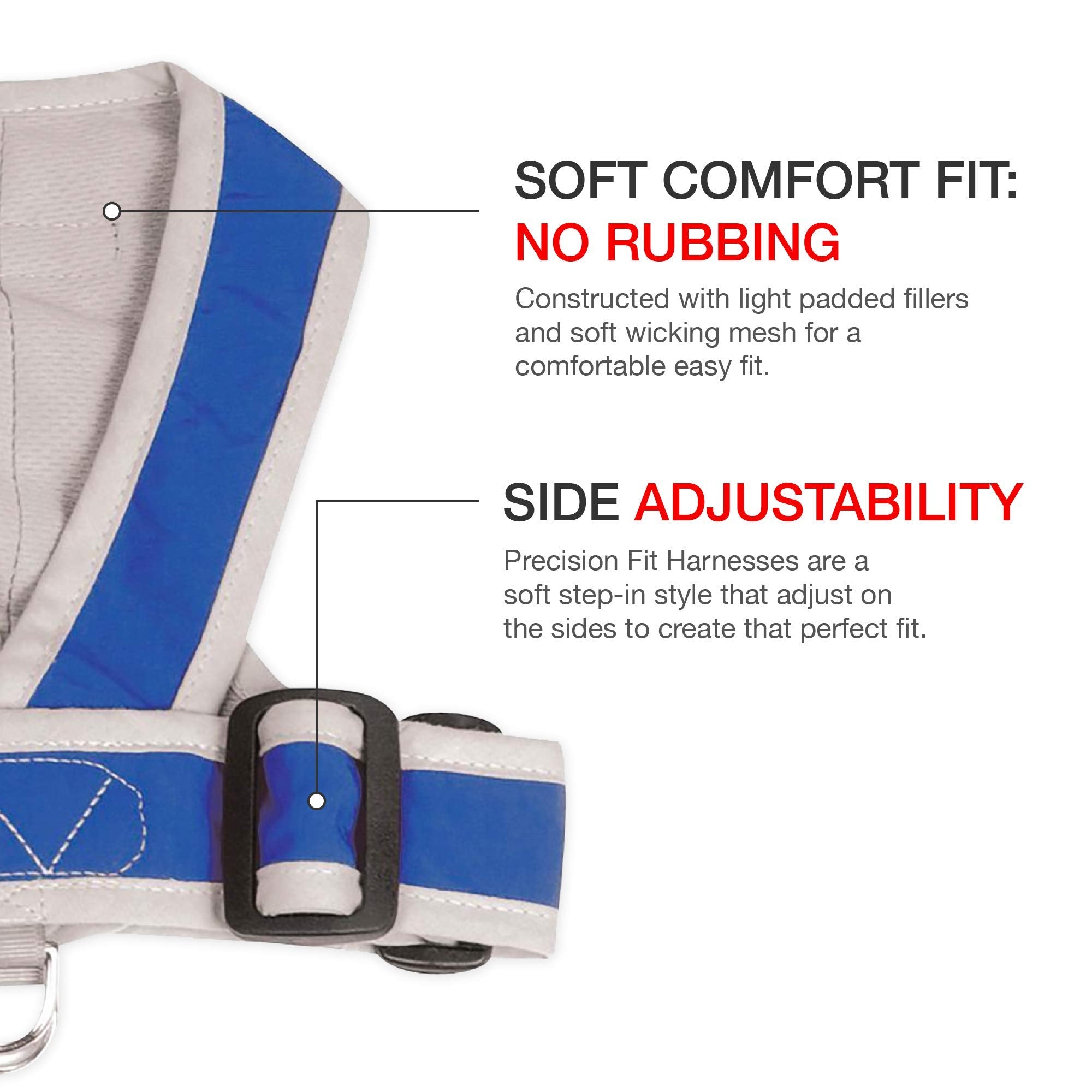 My Canine Kids Precision Fit Nylon Step-In Adjustable Dog Harness In Teacup To 40 Lbs Vest Easy On Adjustable Xxxsmall Toy Puppies To Large Soft Walking Doggy Wrap Vest (1101)(Small - Royal)