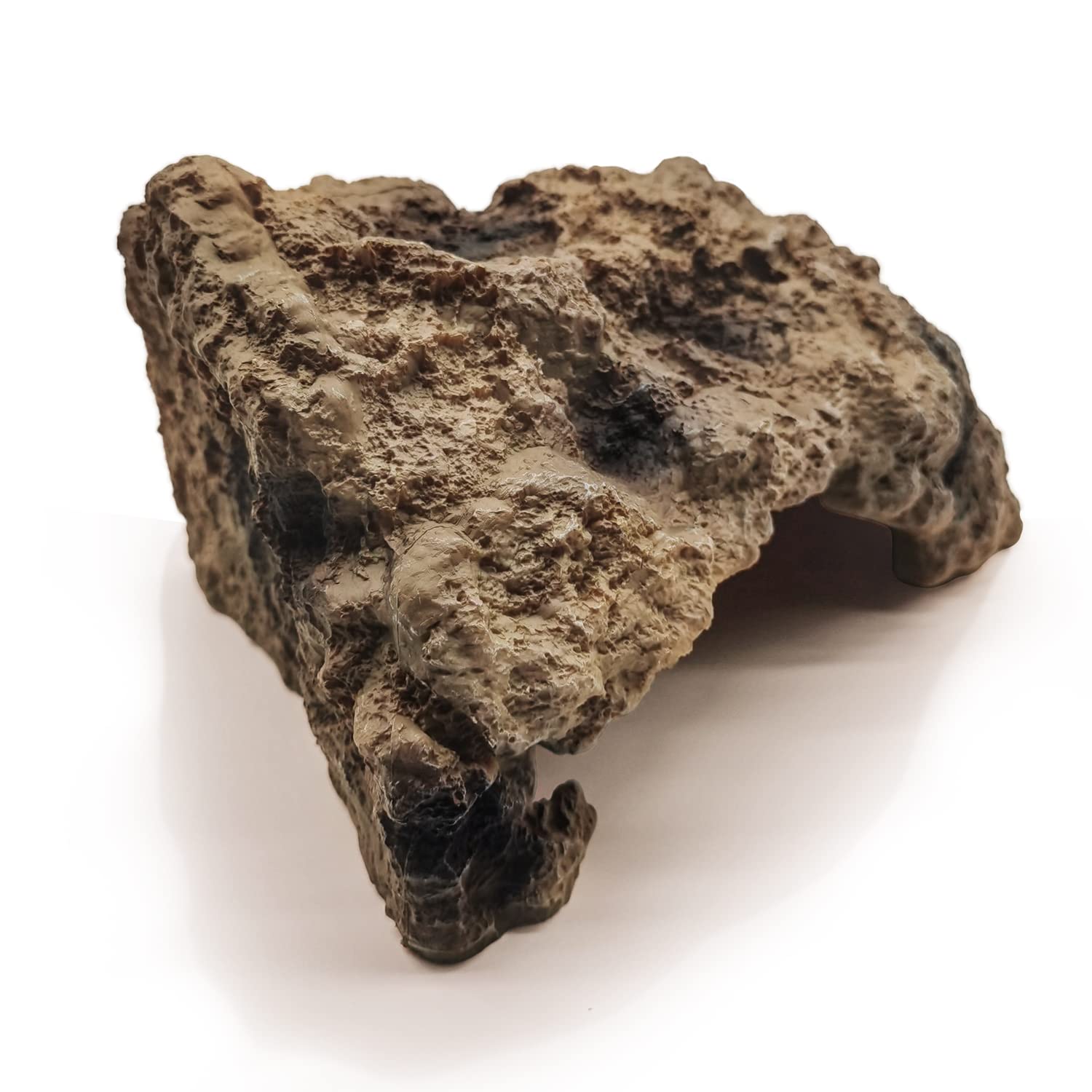 LUCOSIU Reptile Simulation Rock Cave Hideouts Terrarium Habitat D  cor Bearded Dragon Hideout for Turtles Lizards Snakes Crab (L