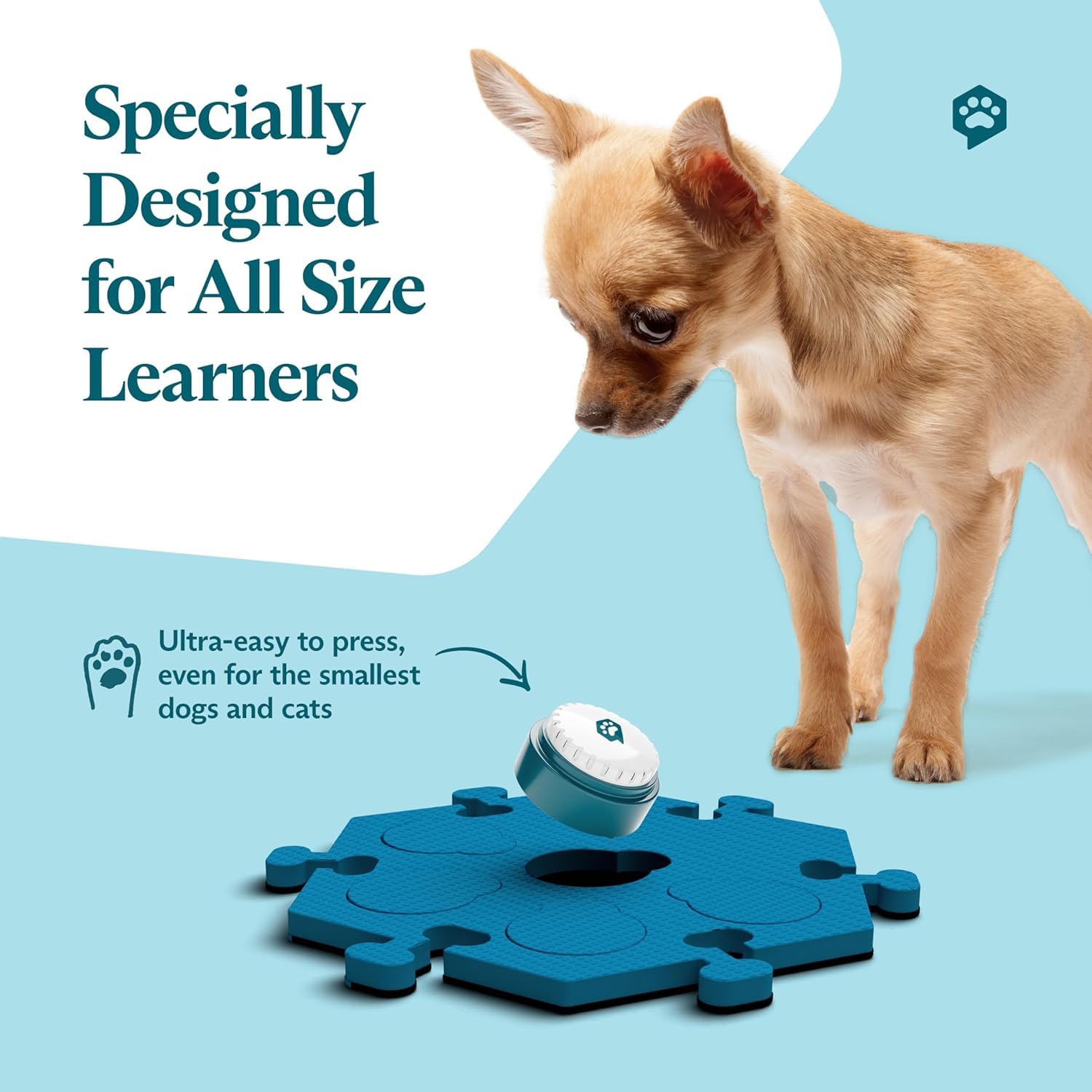 Fluentpet Speak Up! Key Vocab Kit With Clearer Upward-Facing Sound - 12 Recordable Buttons W/Pre-Installed Batteries, 6 Hextile