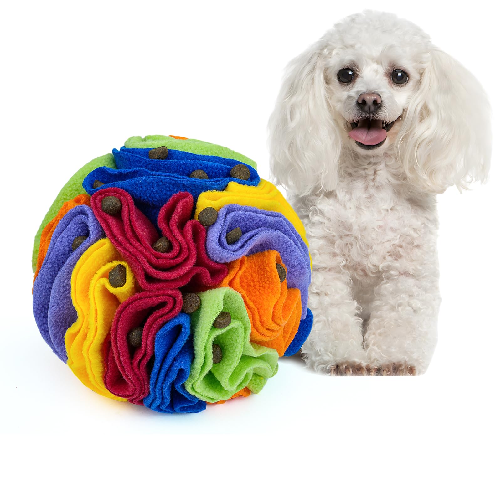 Larimuer Pet Snuffle Ball - Interactive Dog Puzzle Sniffing Toys For Blind Dogs Training, Stress Relief & Enrichment - Machine W