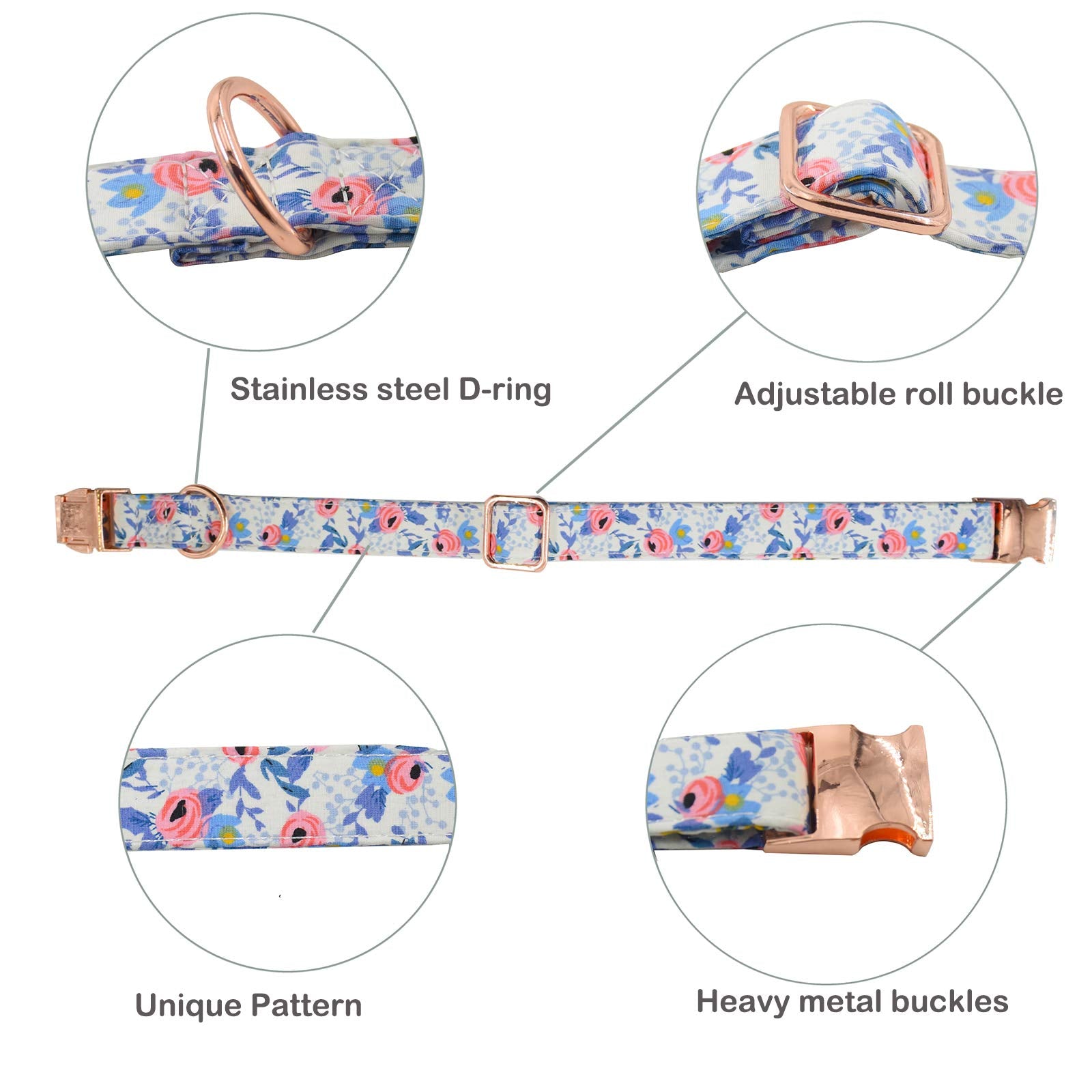 Metal Buckle Dog Collar, Durable Adjustable Dog Collar Soft For Small Medium Large Dogs (L(15-23In), Flower2)