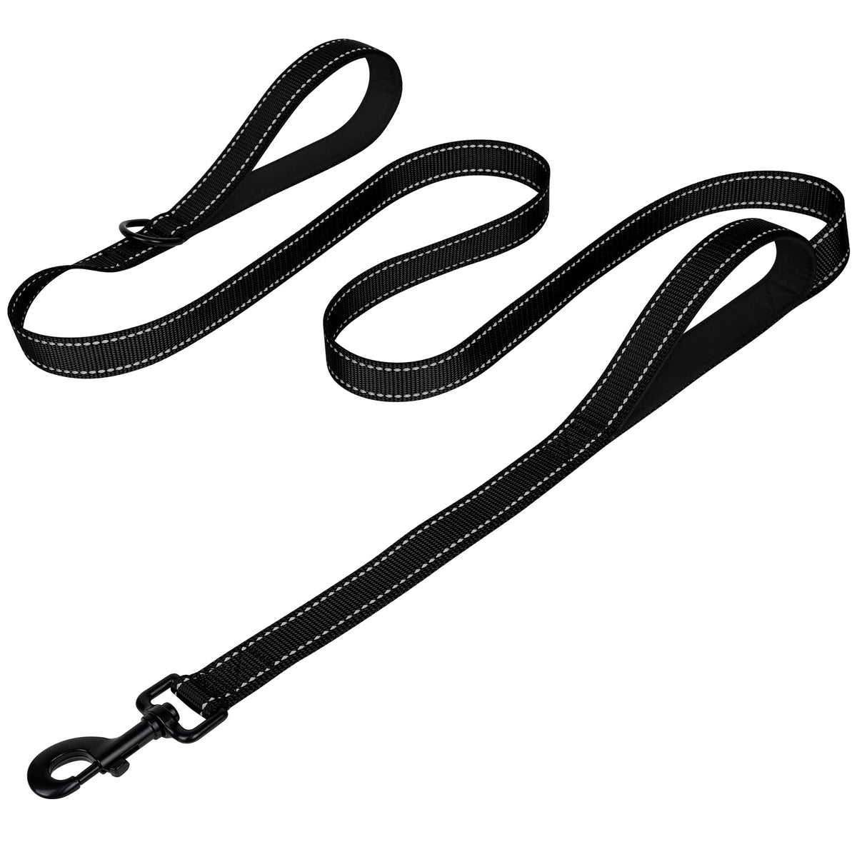 Joytale Dog Leash Heavy Duty For Large Dogs That Pull, Double Handle For Traffic Control, Double-Sided Reflective Leashes For Large Medium Dogs Night Safety, 6Ft, Black