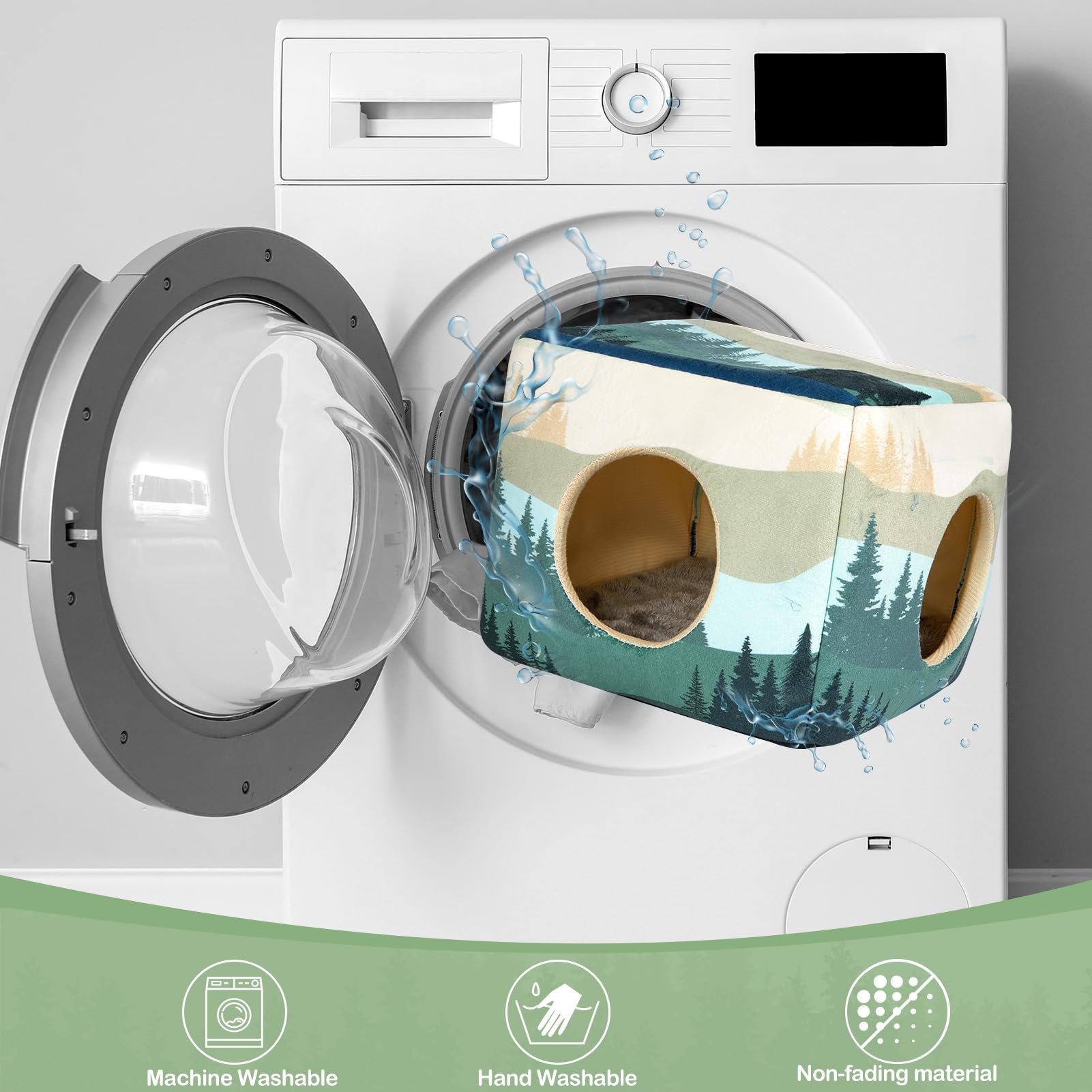 Bienbee Cozy Guinea Pig Bed, Washable Small Pet House - Rabbit/Bunny/Hamster/Chinchilla Accessories - Forest Landscape