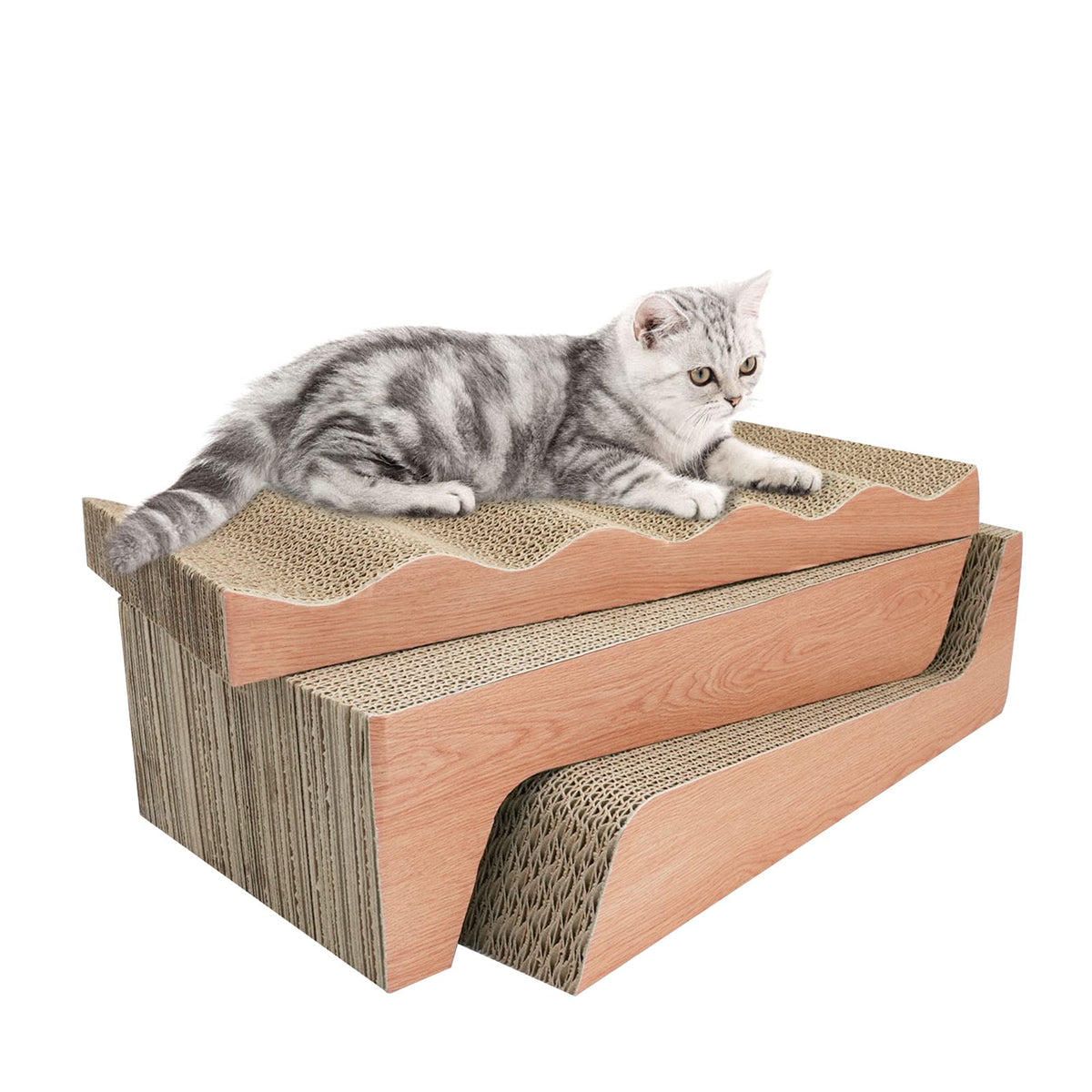 Rumuuke Cat Scratch Pad- 3 In 1 Corrugated Cardboard Cat Scratcher For Indoor Cats, Professional Cat Scratching Board For Adult Cats, Catify Cat Scratcher Pads With Catnip