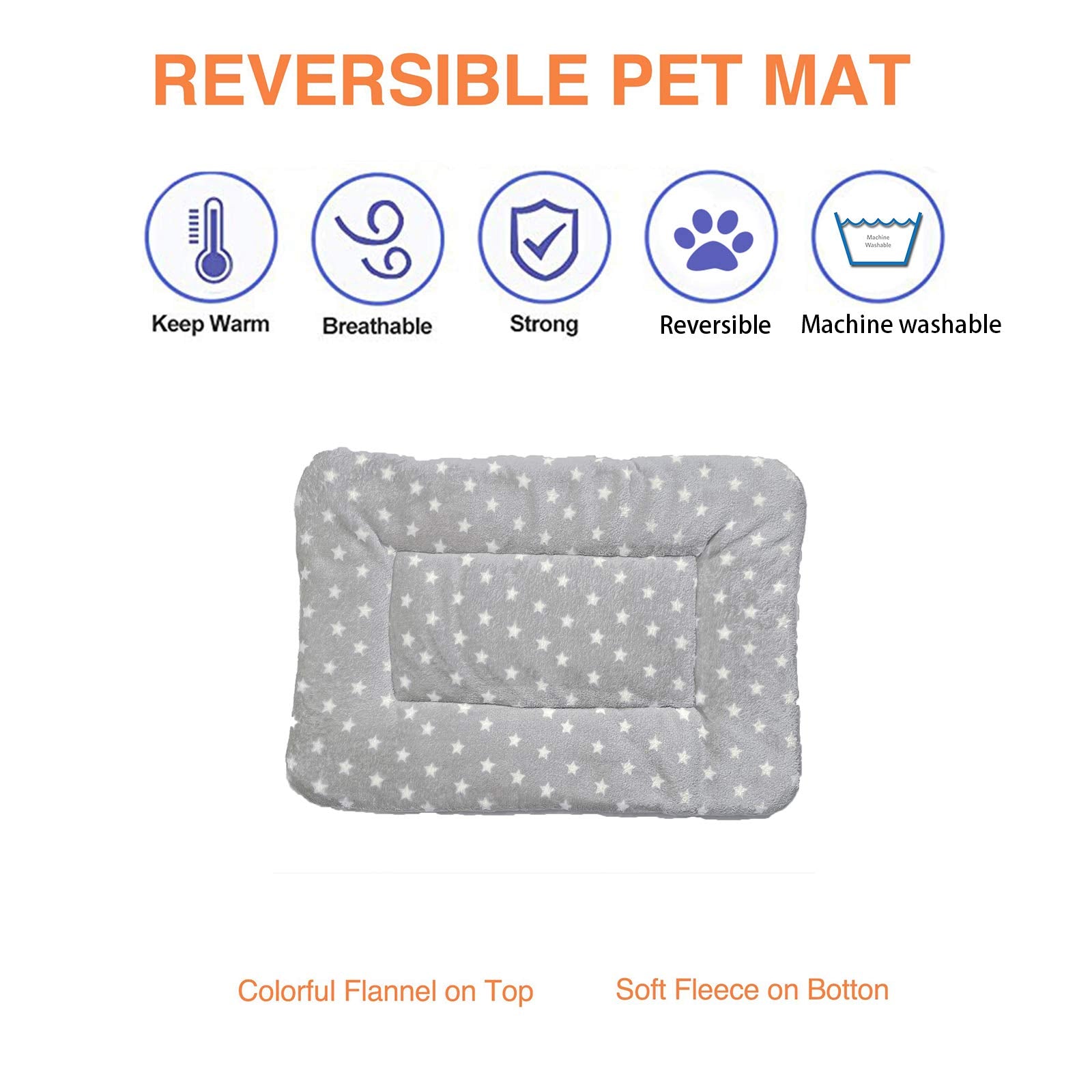Homereign 2 Pcs Pet Bed Mats. Ultra Soft Pet (Dog/Cat) Bed With Cute Prints. Reversible Faux Lambswool Kennel Pad For Medium Small Dogs And Cats. Machine Washable Pet Bed.