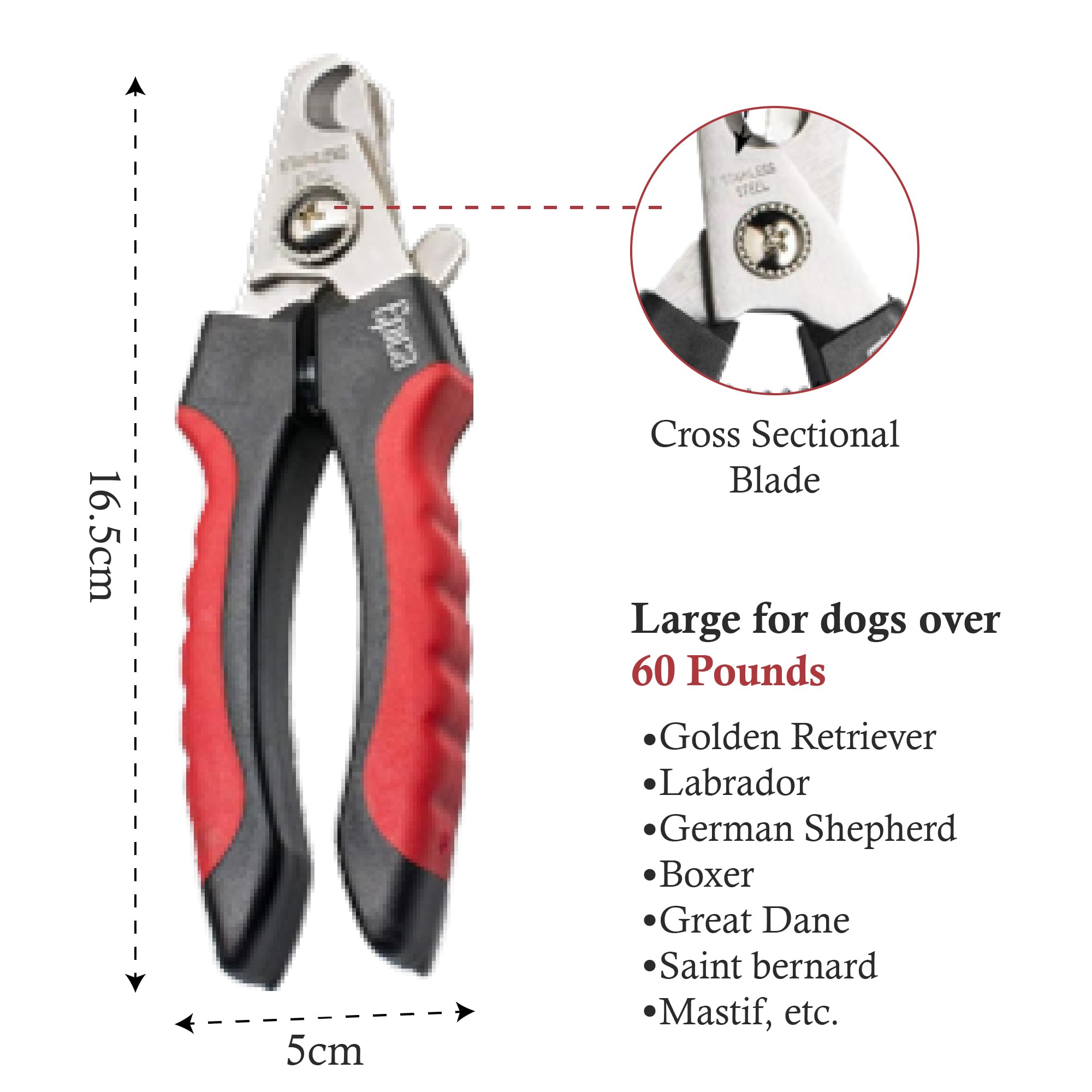 Epica Professional Dog Nail Clipper, Dog Nail Clippers For Large Dog, Easy And Safe Dog Grooming Clippers, Cat Claw Trimmer With Safety Guard (Large)