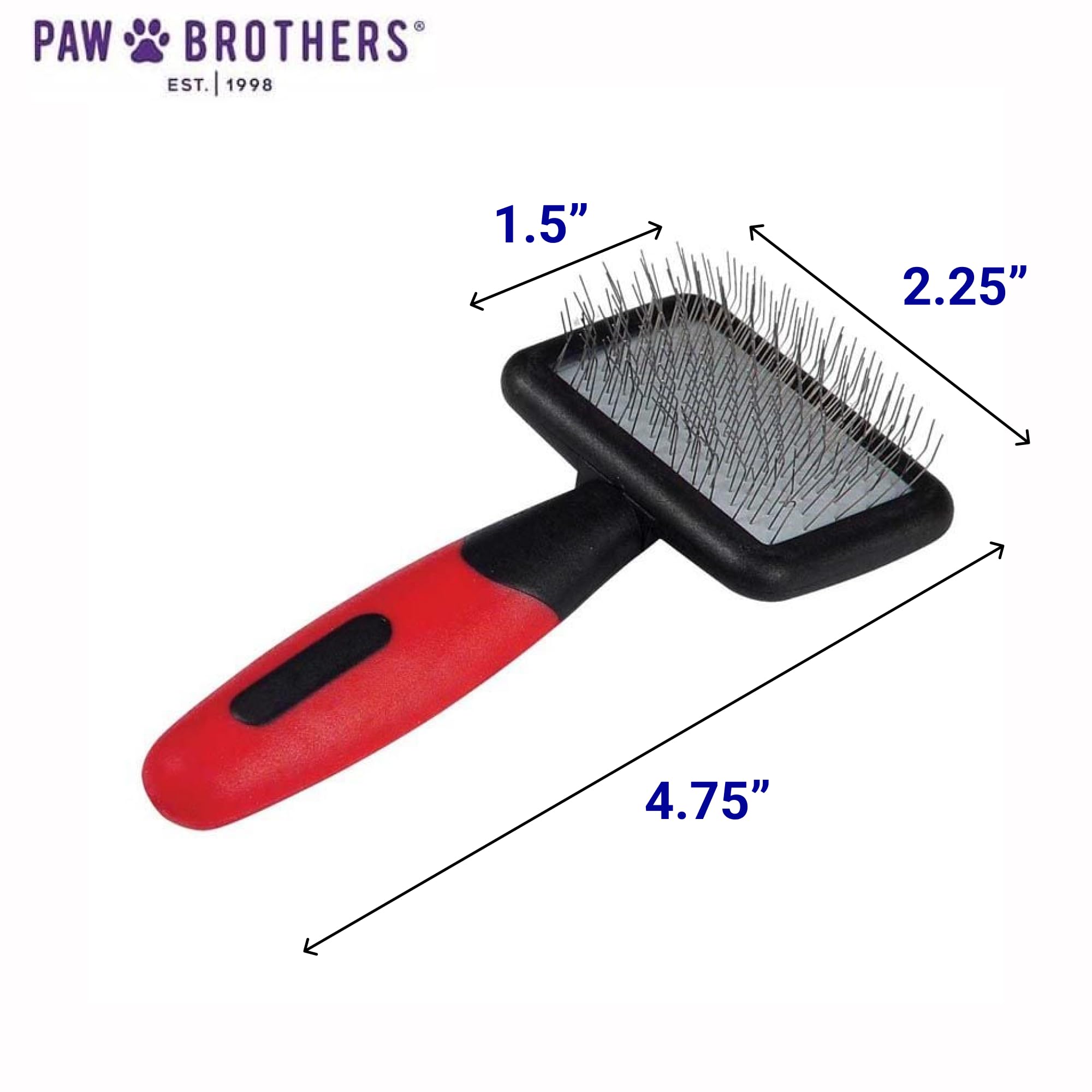 Ryan'S Pet Supplies Paw Brothers Soft Pin Flat Slicker Brush For Dogs, Professional Grade, Stainless Steel Pins, Flexible Head,
