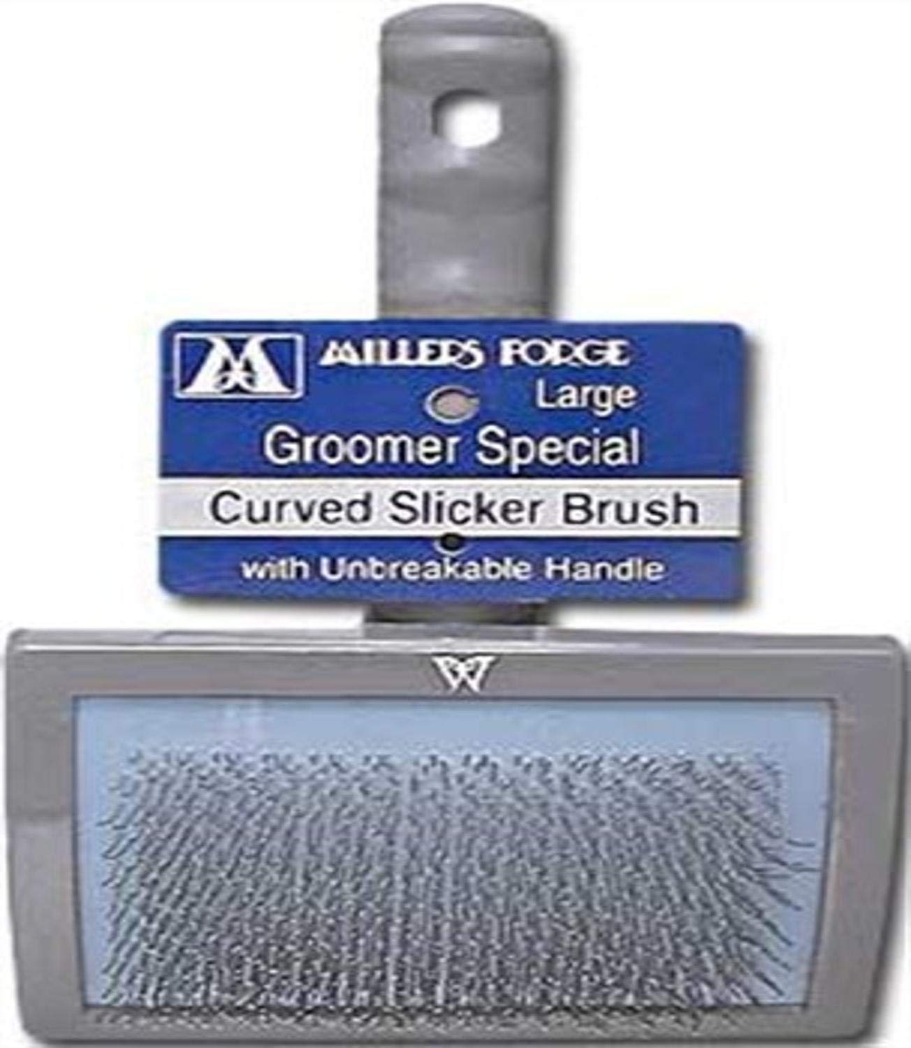 Millers Forge Stainless Steel Pins Universal Curved Pet Slicker Brush With Plastic Handle, Large