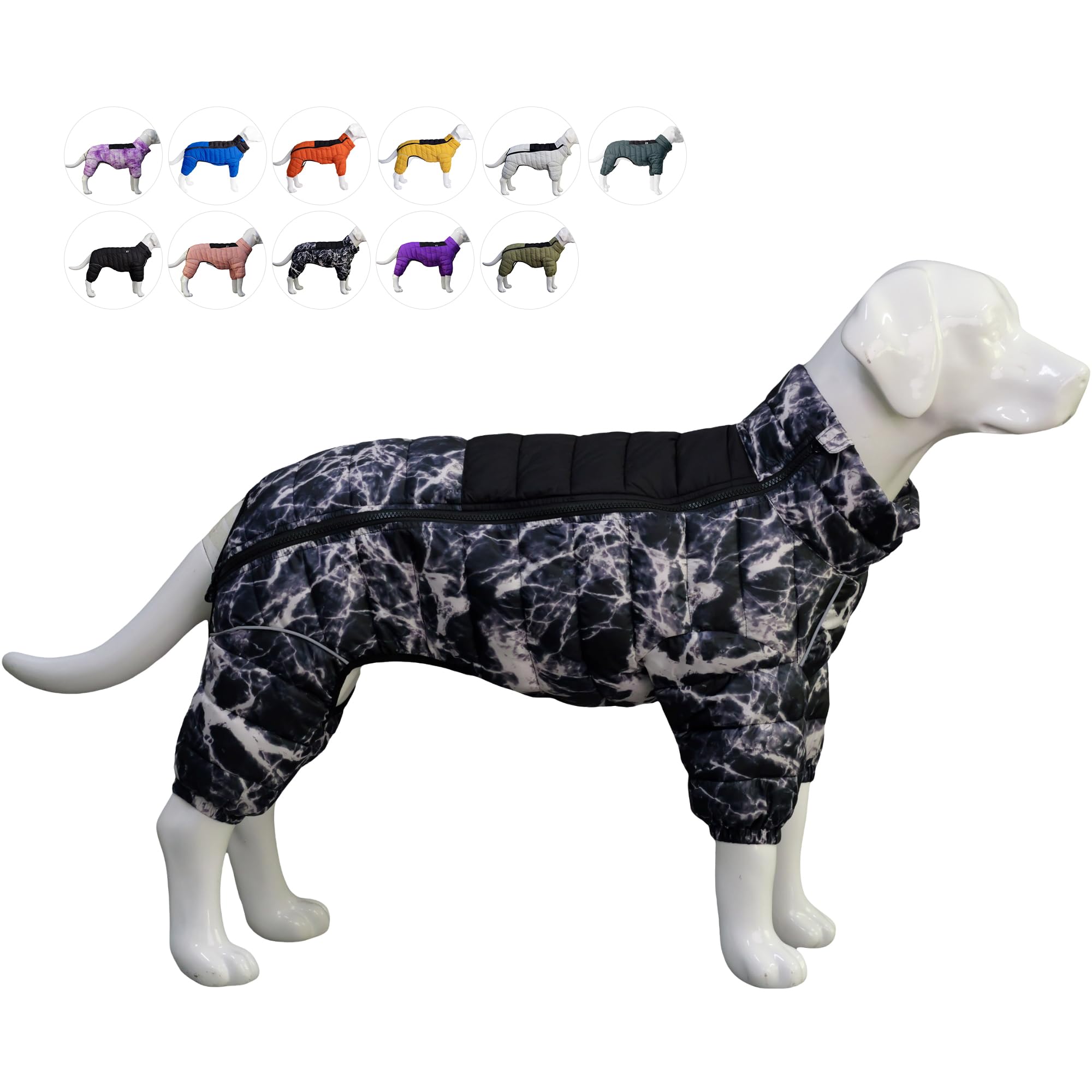 Micai Warm Dog Jacket, 4-Legs Covered Waterproof Windproof Reflective Vest, Zippered Adjustable Outdoor Snow Jacket for Small to