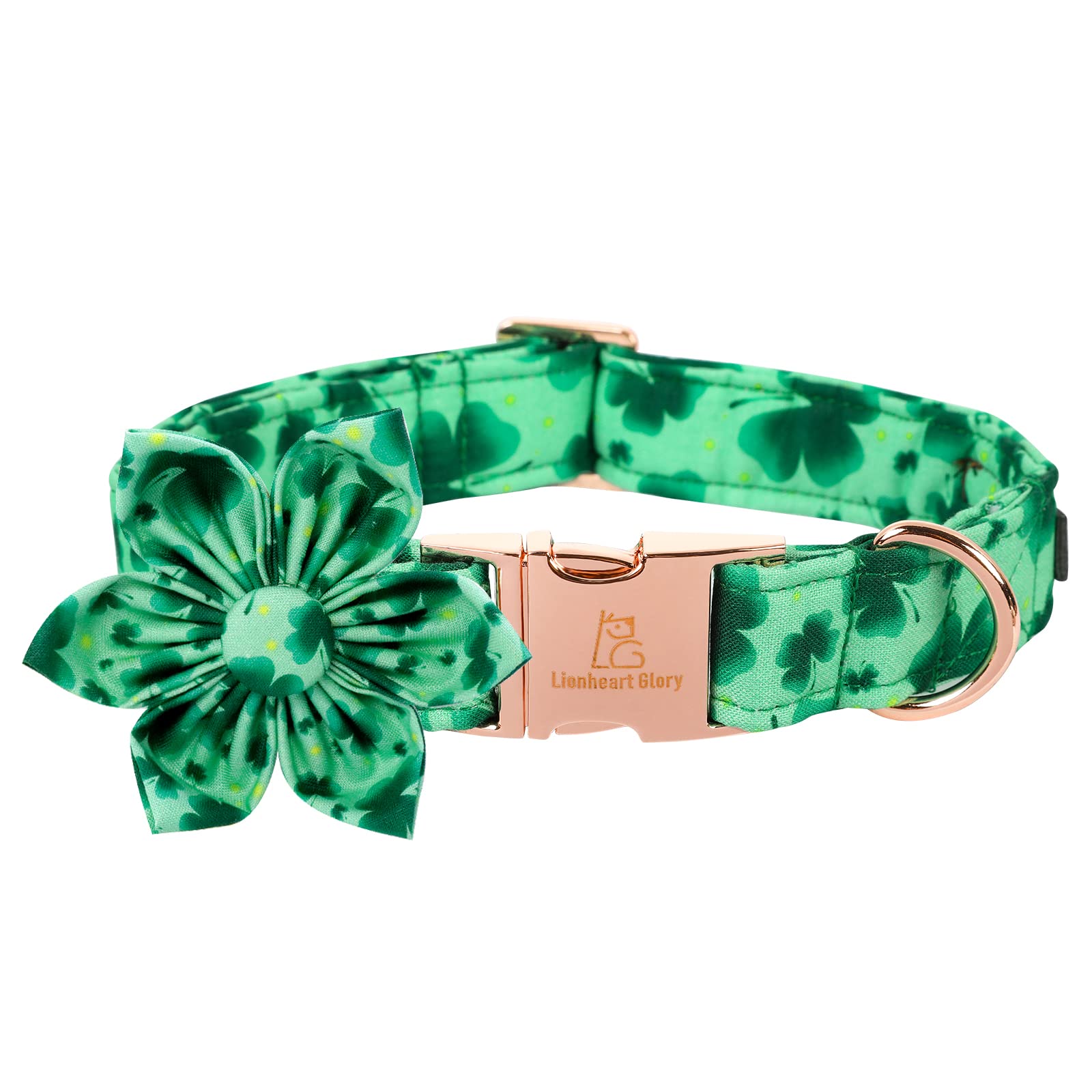 Lionheart Glory St. Patrick'S Day Dog Collar, Dog Collar With Flower, Cute Floral Pattern Pet Collar Adjustable Dog Collar For Medium Dogs