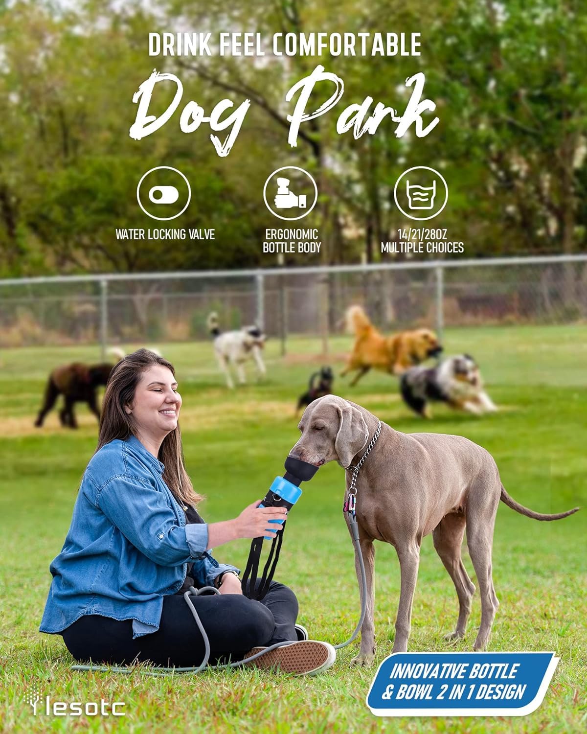 Lesotc Dog Water Bottle, Portable Pet Water Dispenser, Leak Proof Travel Squeeze Water Bottle For Dogs, Puppy Essentials Dog Stu