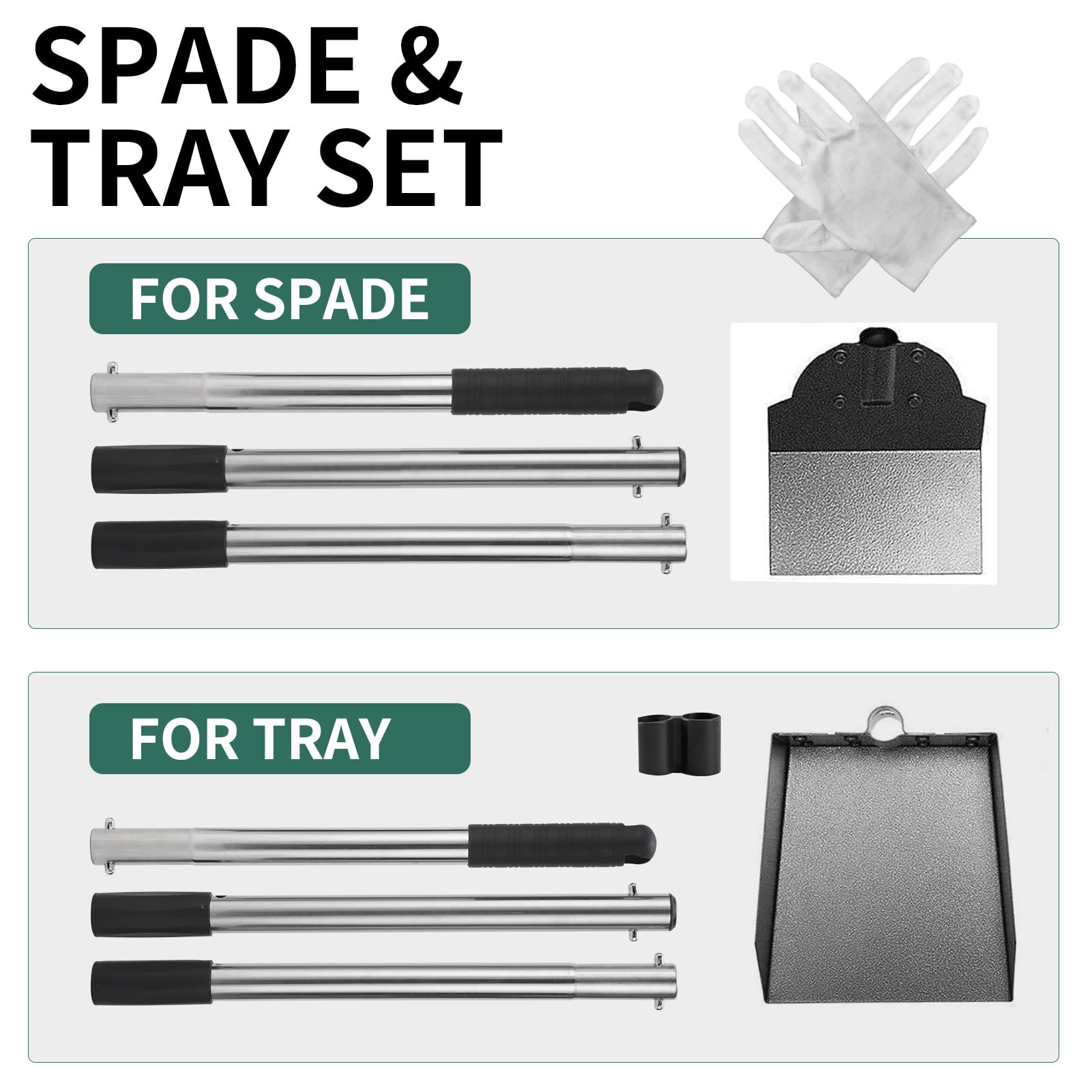 Scenereal Dog Pooper Scooper For Yard - Tray & Spade Set, Metal Poop Scooper For Large Medium Small Dogs, Pet Waste Removal Scoop With No Bending Detachable Handle For Outdoor Grass, Dirt Or Gravel