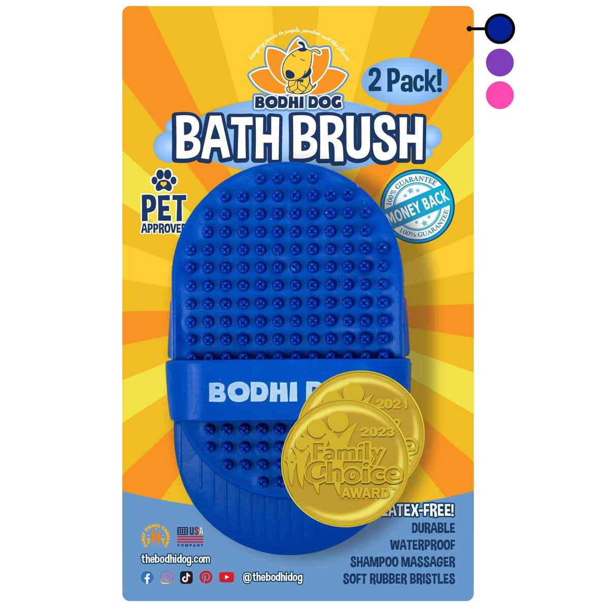 Bodhi Dog Grooming Brush | Pet Shower & Bath Supplies | Long & Short Hair Scrubber For Cats & Dogs